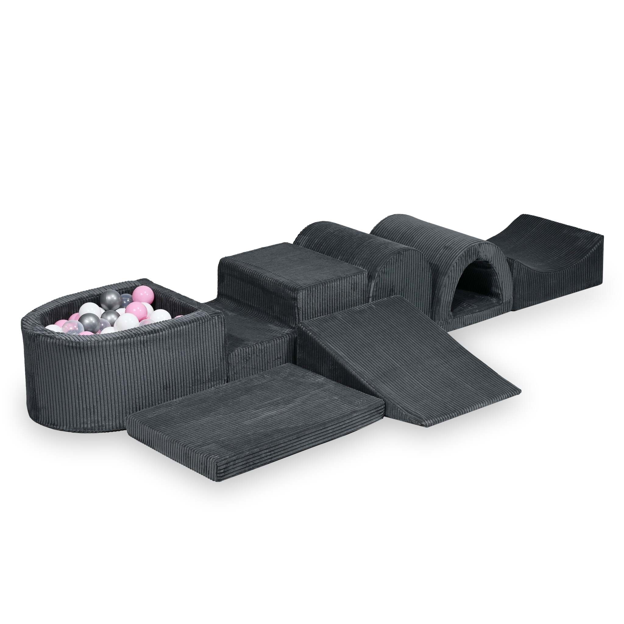 Largest foam play set with micro ball pit corduroy graphite + 100 balls