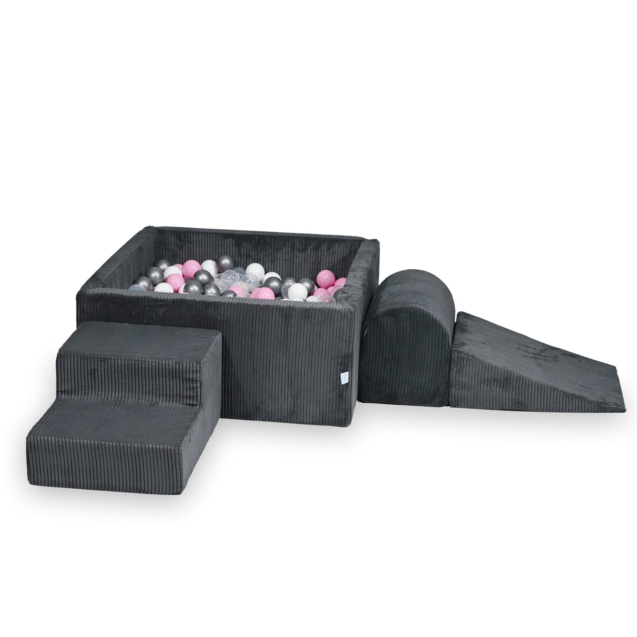 Foam play set with square ball pit corduroy graphite + 400 balls