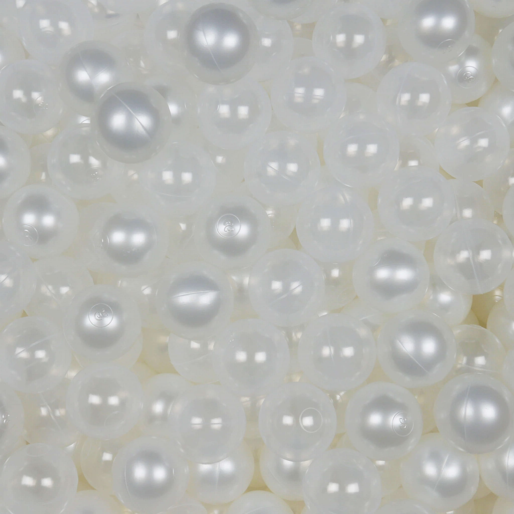 Piłeczki do suchego basenu Ø 7 cm – 200 szt. – perłowe, przezroczyste