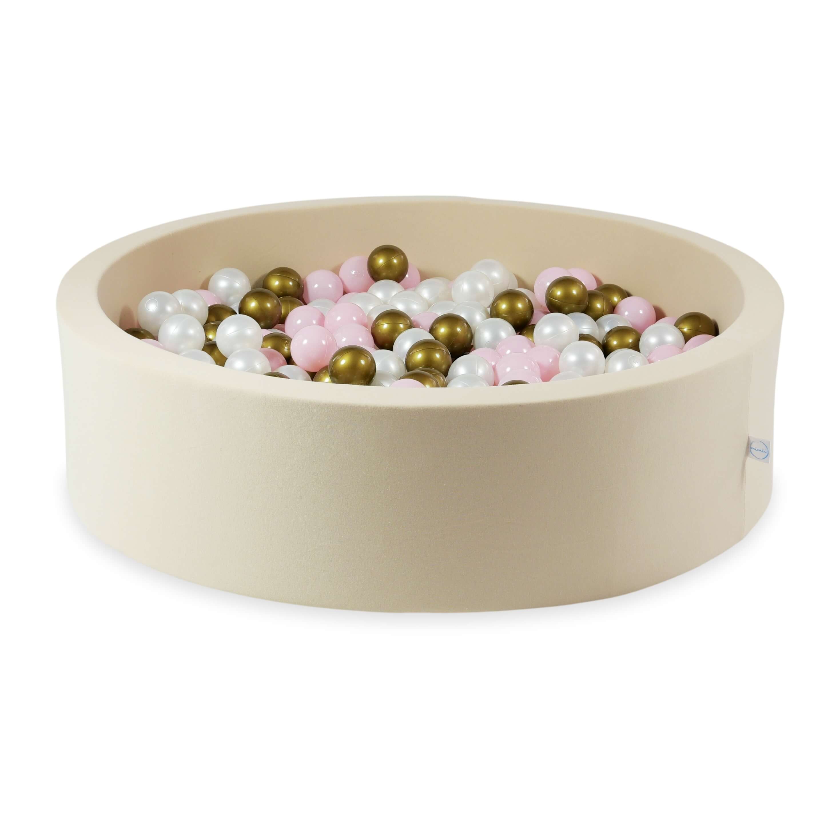Mimii Bällebad in Beige – rund, 110 × 30 cm, mit 400 Bällen
