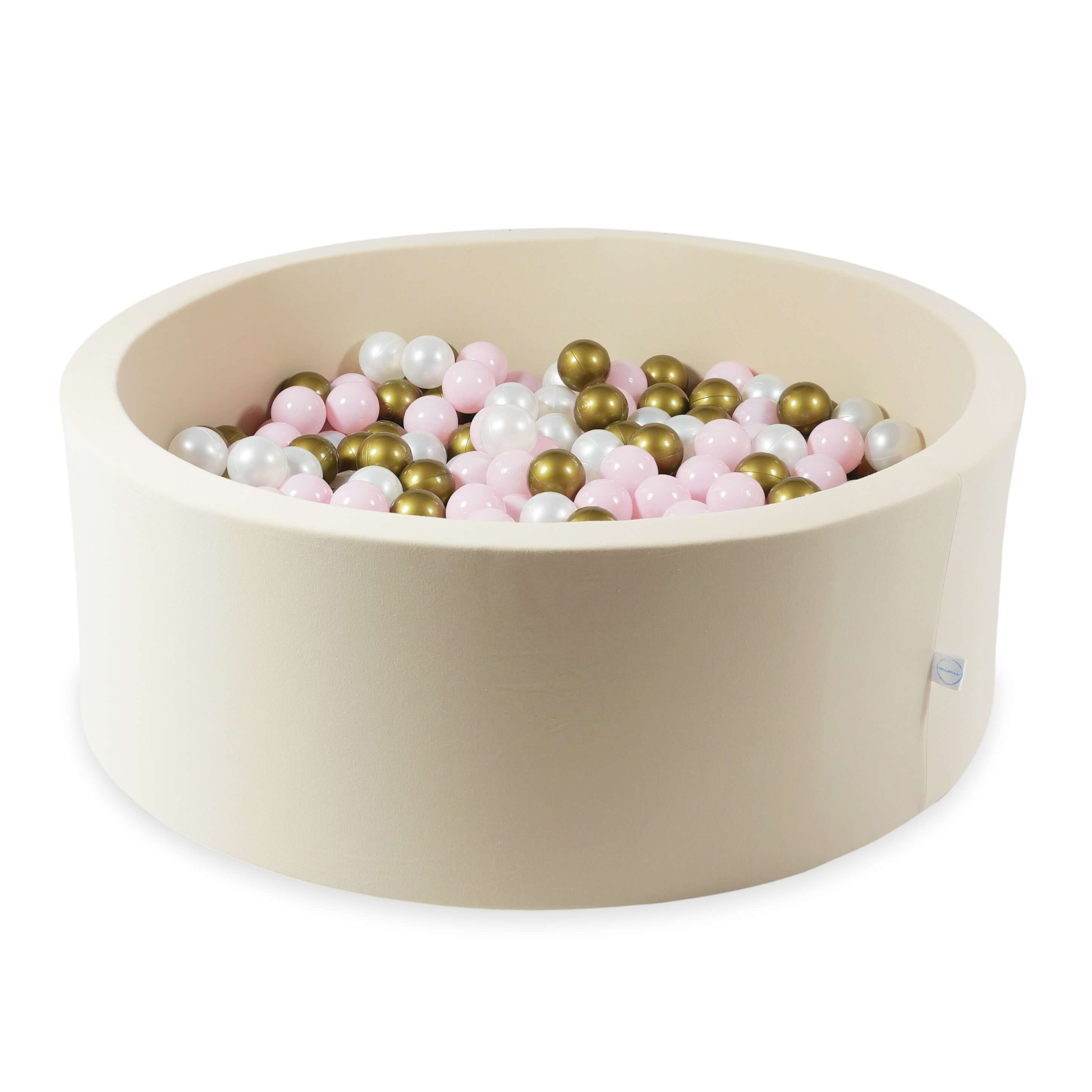 Mimii Bällebad in Beige – rund, 110 × 40 cm, mit 500 Bällen