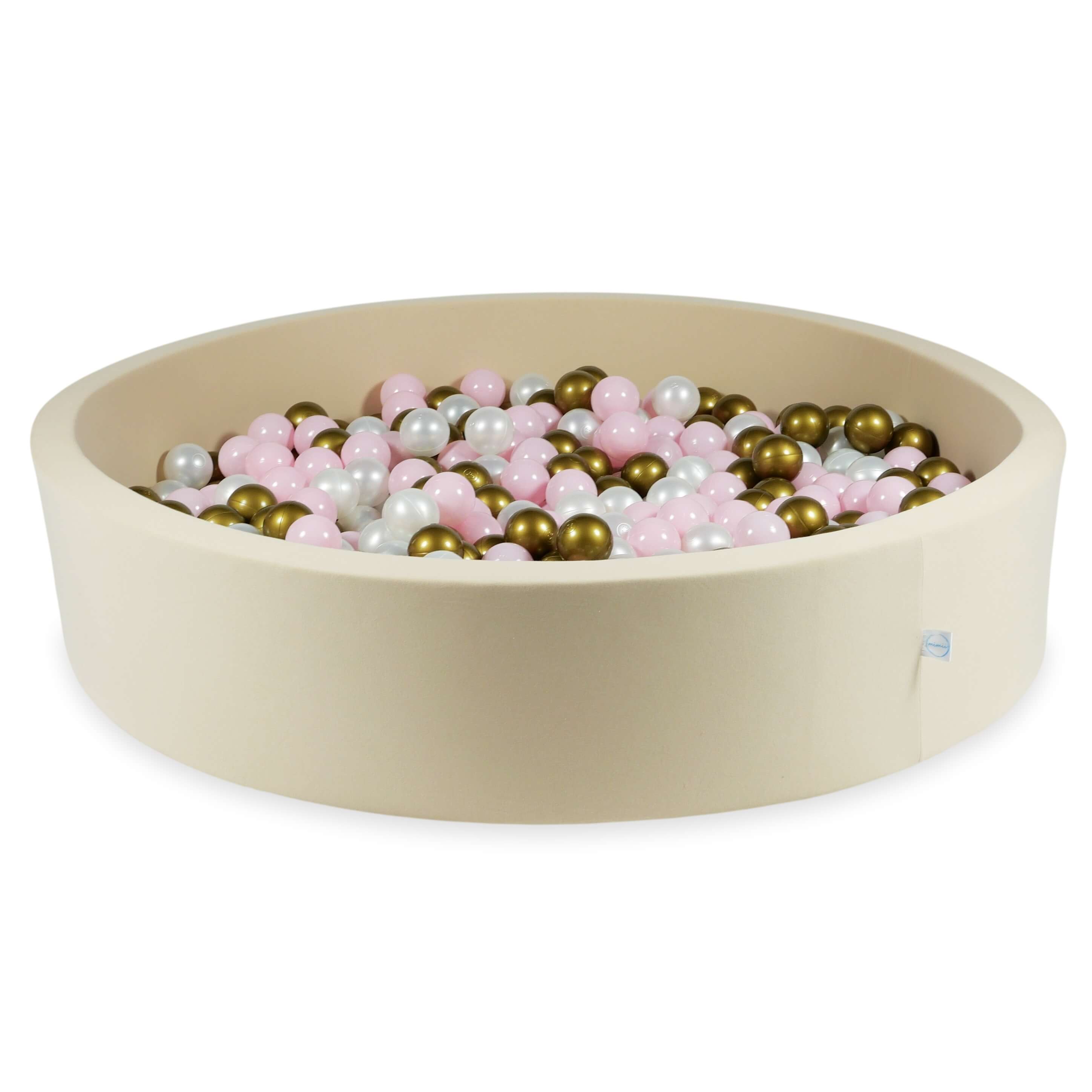 Mimii Bällebad in Beige – rund, 130 × 30 cm, mit 600 Bällen