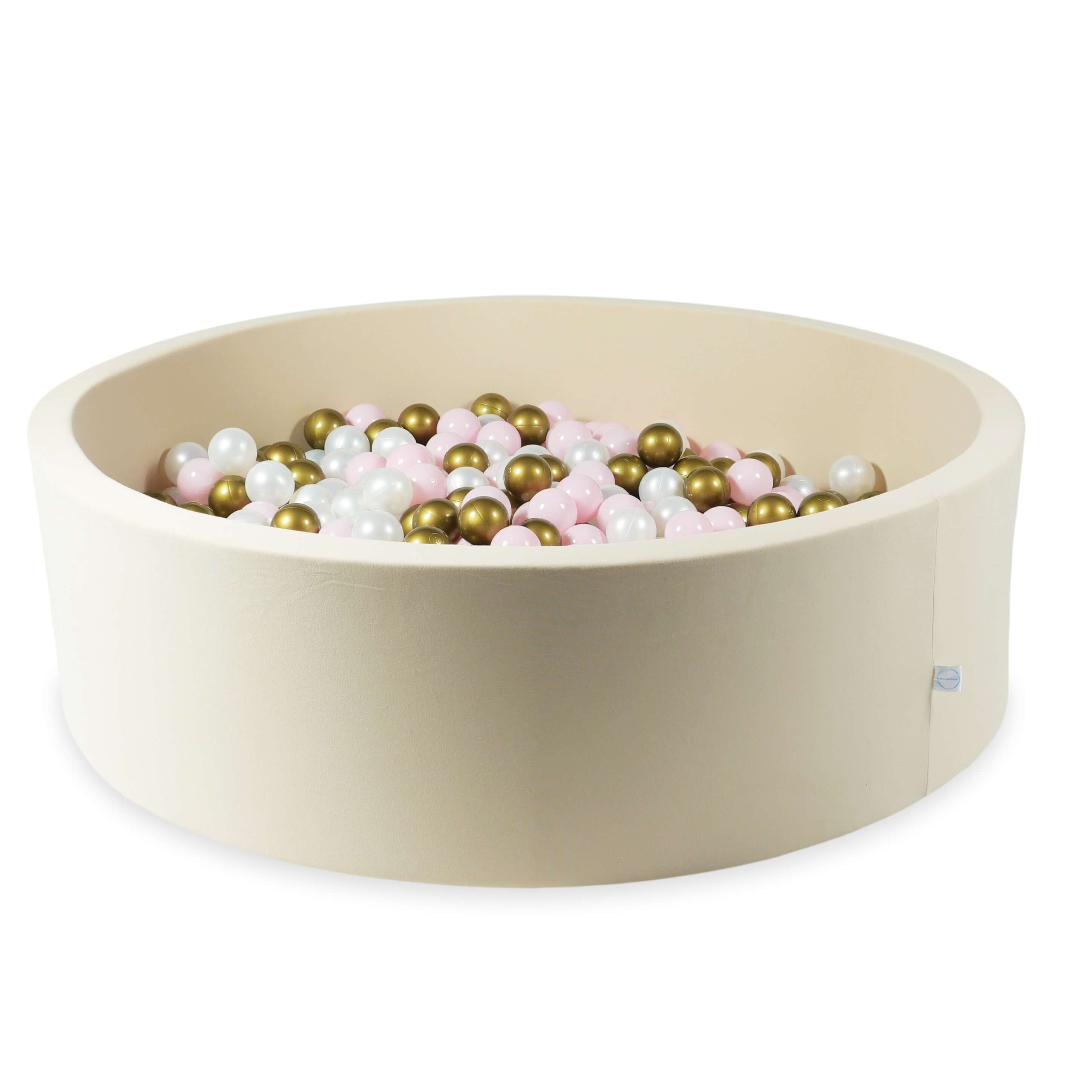 Mimii Bällebad in Beige – rund, 130 × 40 cm, mit 700 Bällen