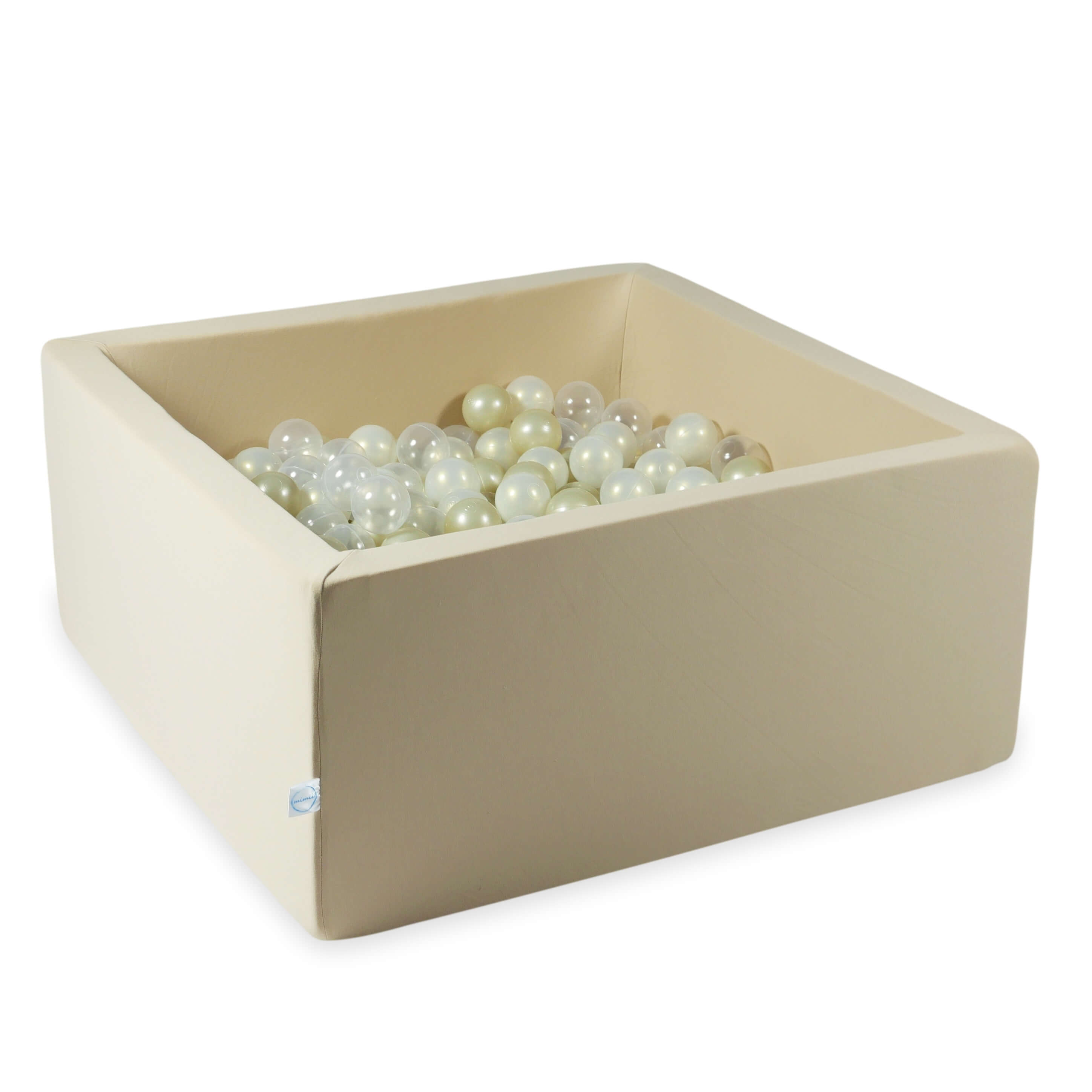 Mimii Bällebad in Beige – quadratisch, 90 × 90 × 40 cm, mit 400 Bällen