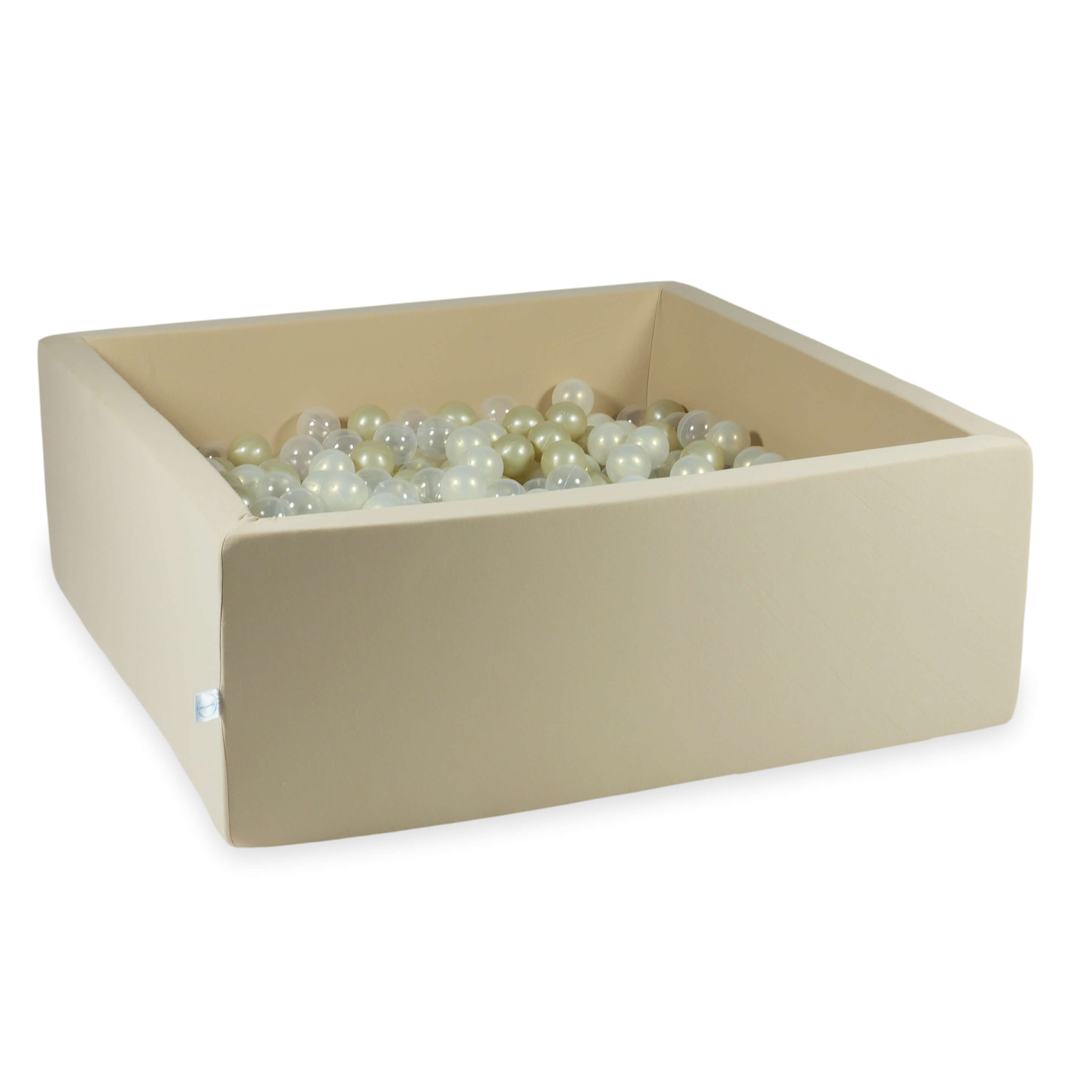 Mimii Bällebad in Beige – quadratisch, 110 × 110 × 40 cm, mit 600 Bällen