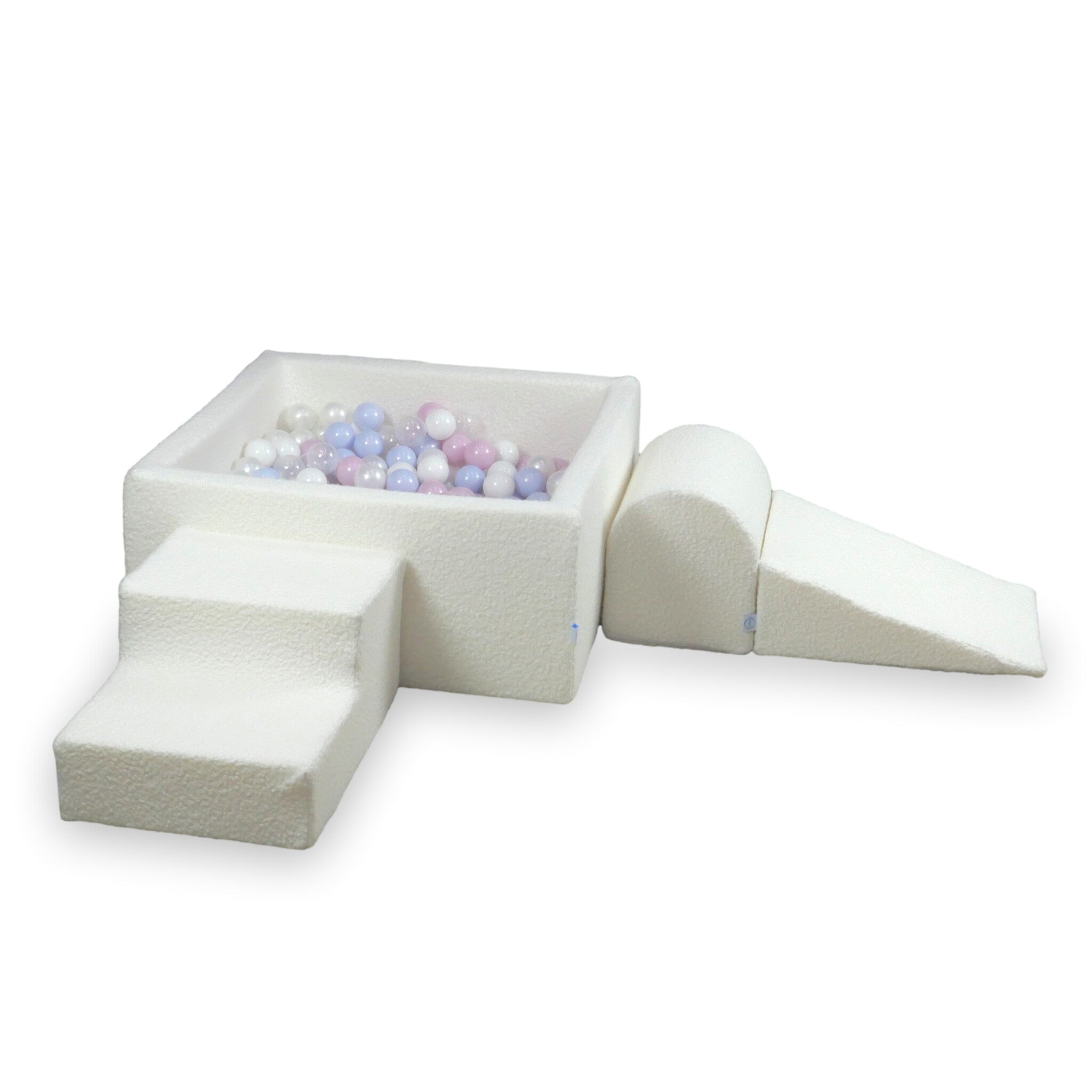 Foam play set with square ball pit bouclé white + 400 balls