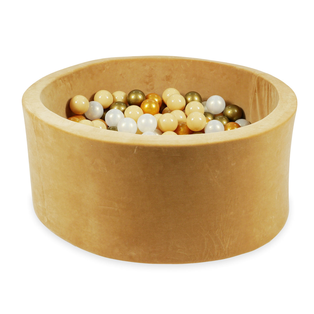 Ball pit with balls 90 × 40 cm Velvet Soft caramel with 300 balls