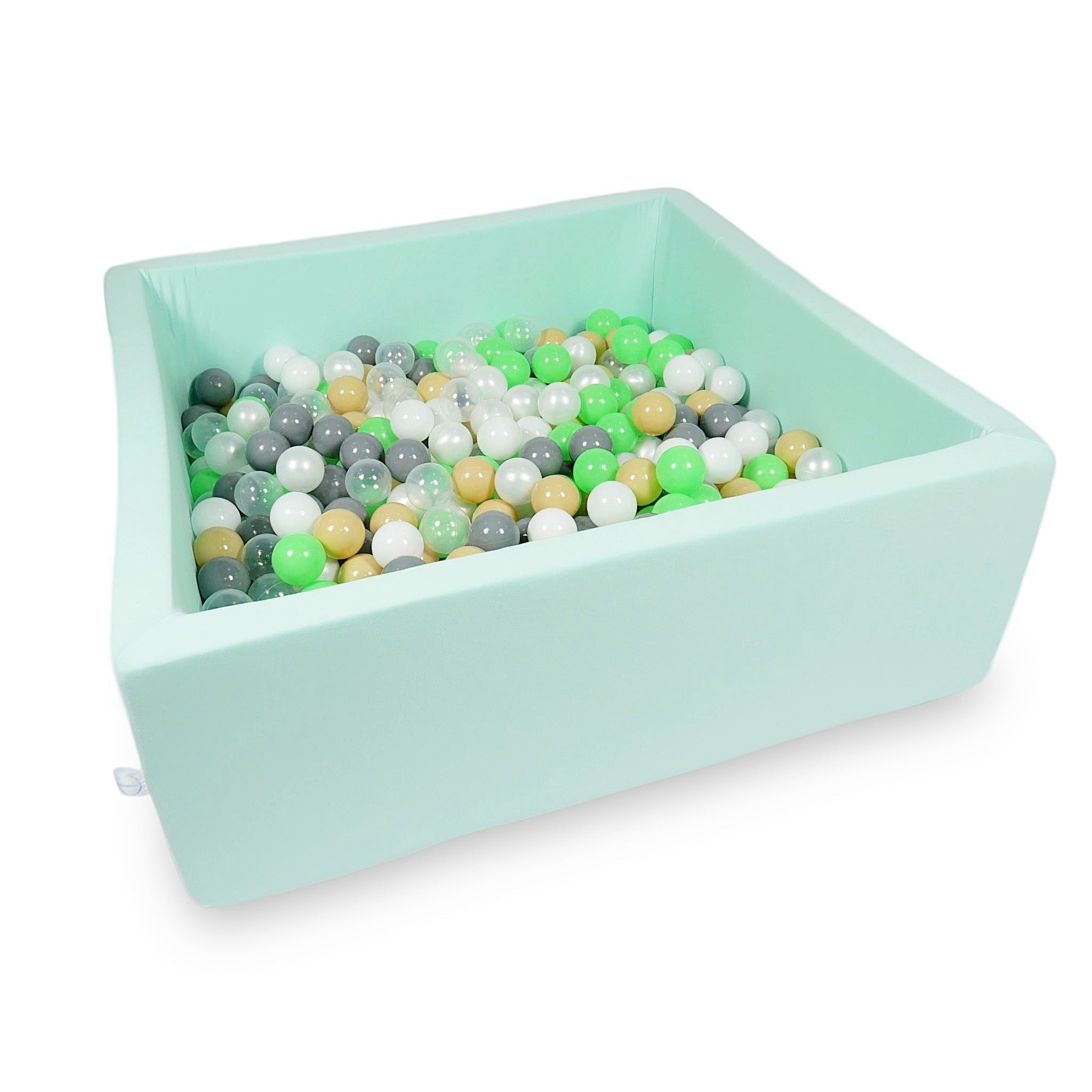 Square ball pit with balls 110 × 110 × 40 cm mint + 600 balls