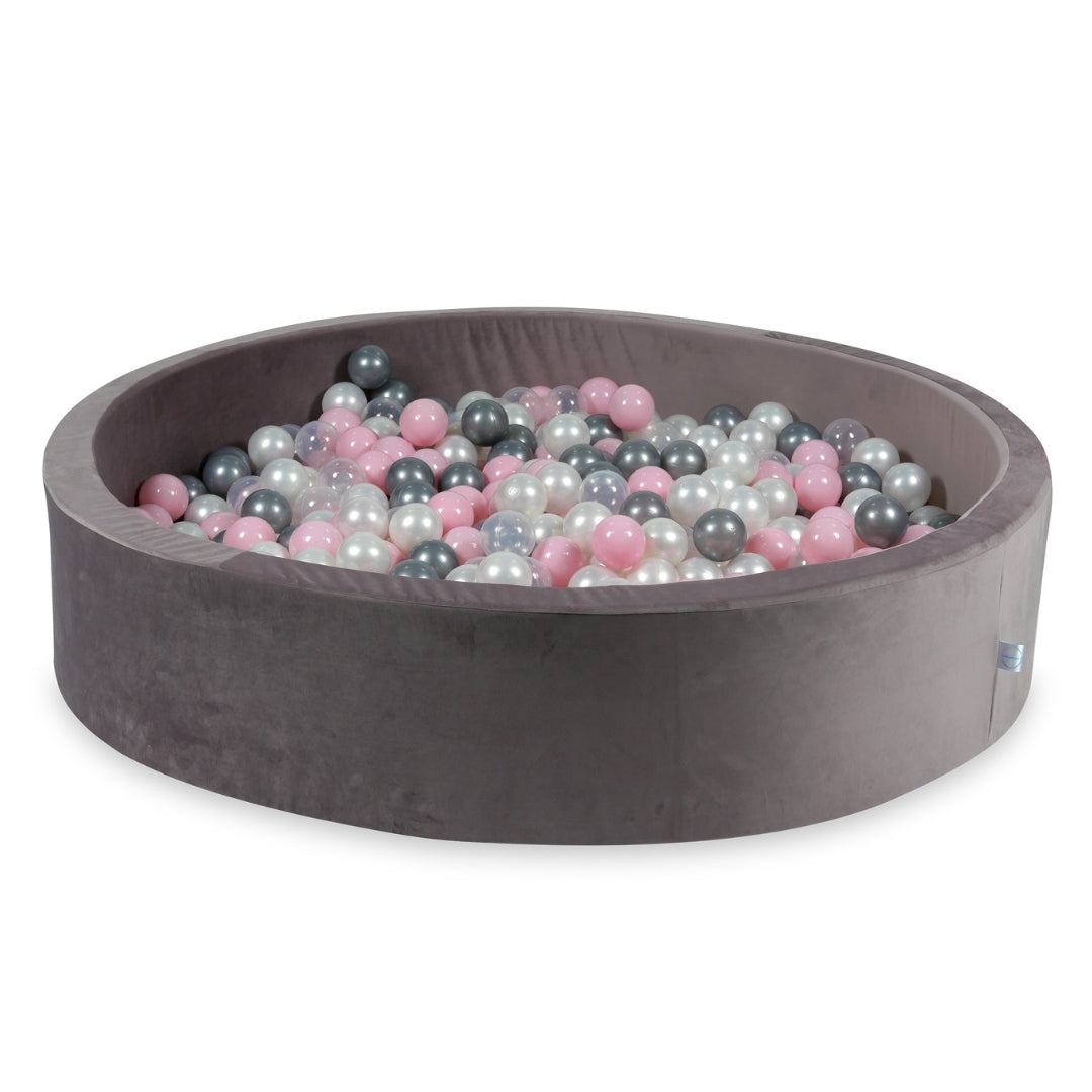 Ball pit with balls 130 × 30 cm velvet lilac with 600 balls