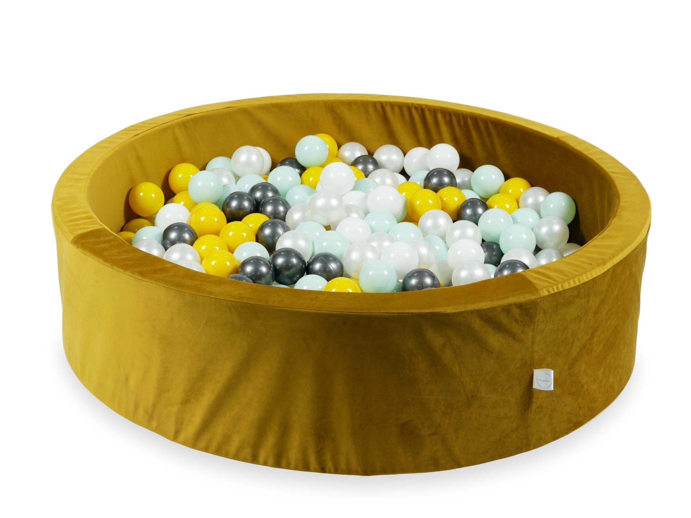 Ball pit with balls 110 × 30 cm velvet gold with 400 balls