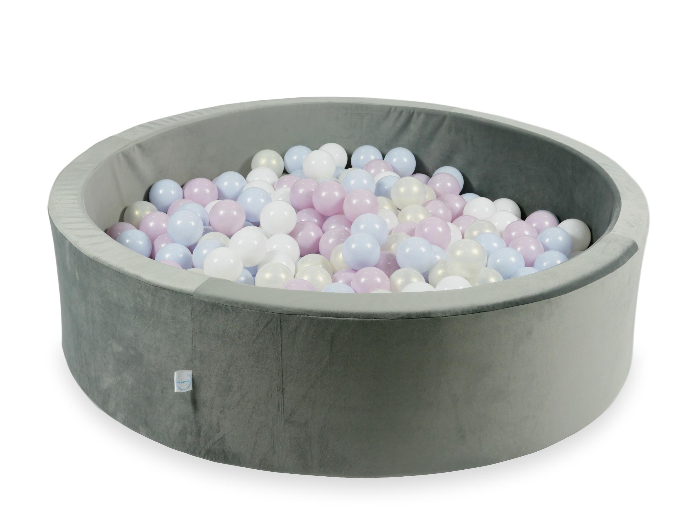 Ball pit with balls 110 × 30 cm velvet grey with 400 balls