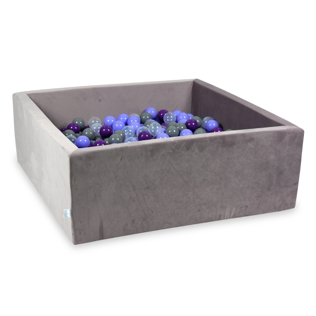 Square ball pit with balls 110 × 110 × 40 cm velvet lilac + 600 balls