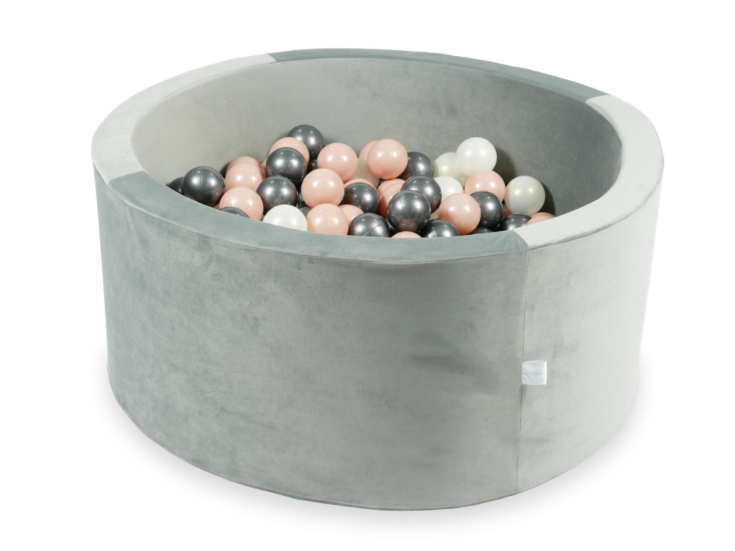 Ball pit with balls 90 × 40 cm velvet grey with 300 balls