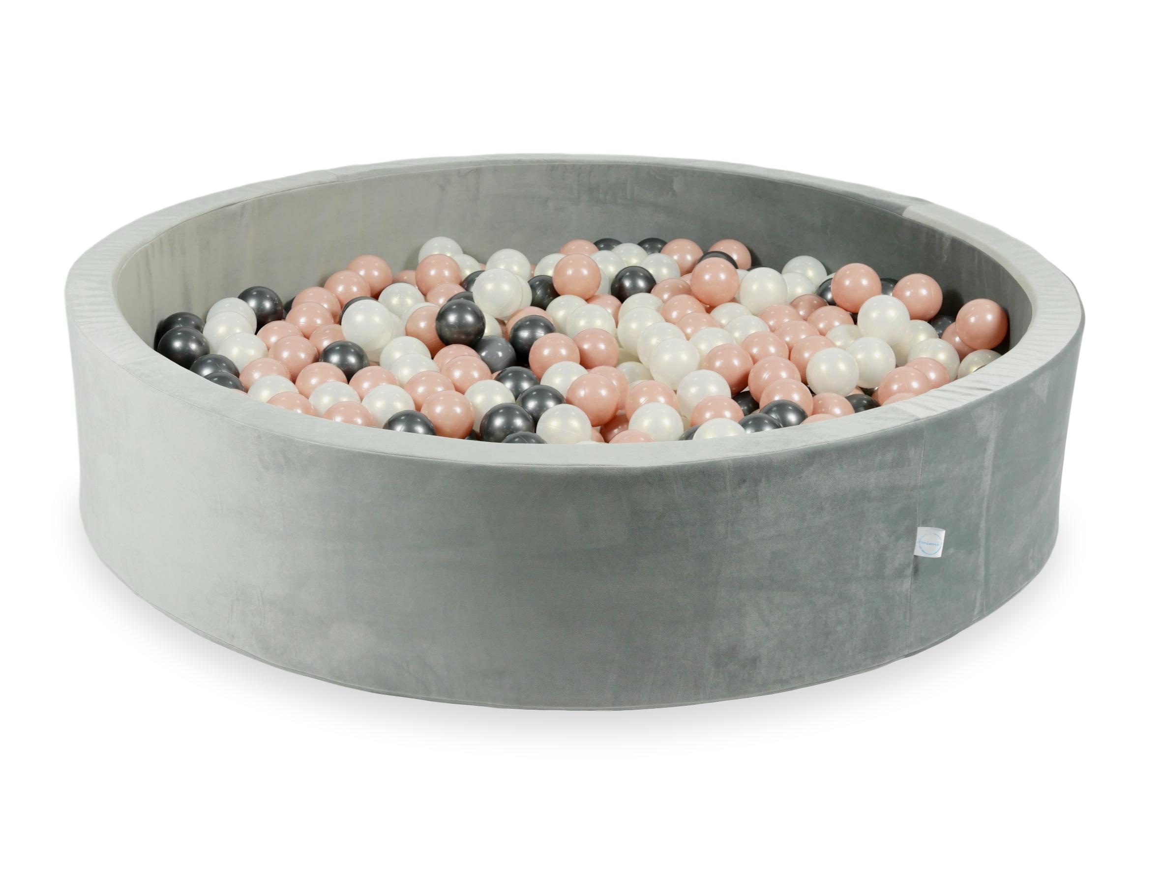 Ball pit with balls 130 × 30 cm velvet grey with 600 balls