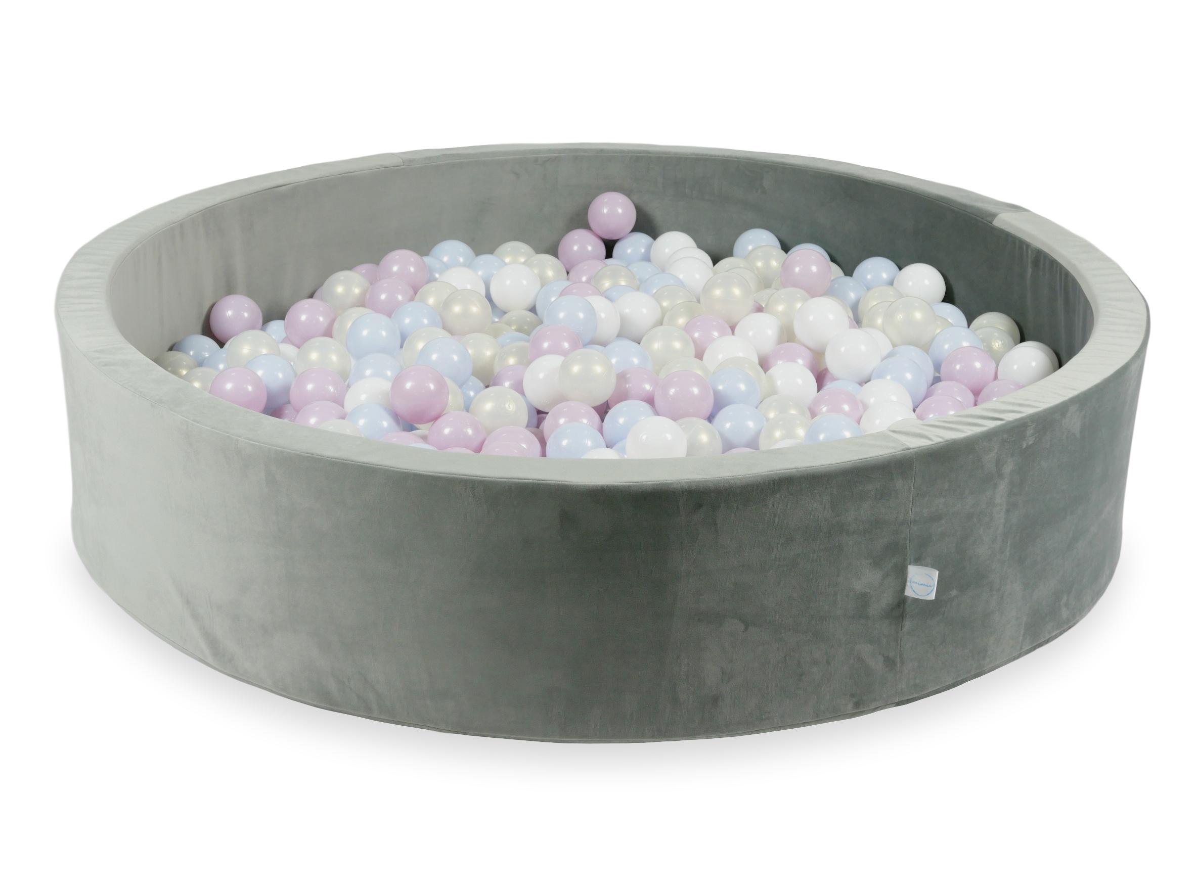 Ball pit with balls 130 × 30 cm velvet grey with 600 balls