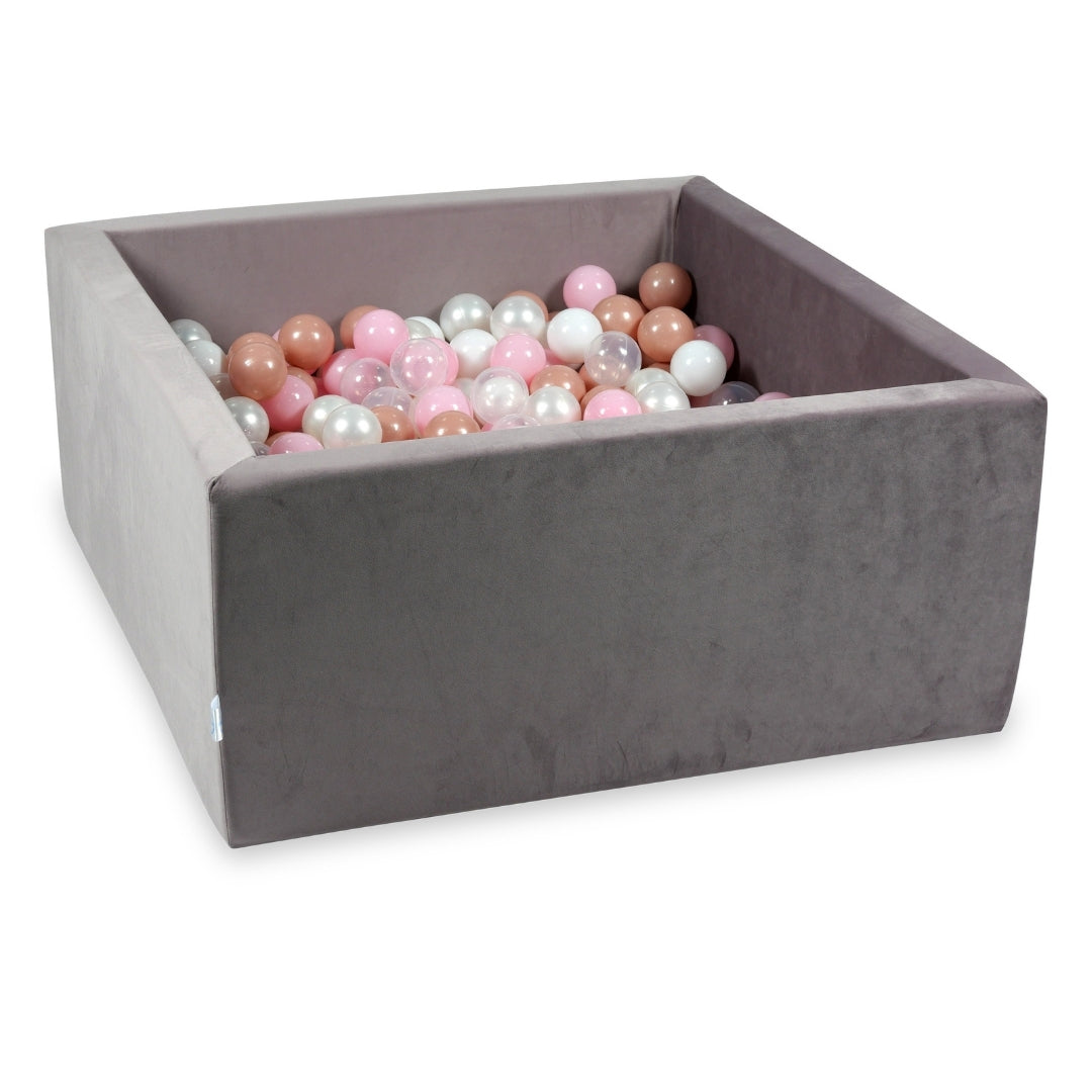 Square ball pit with balls 90 × 90 × 40 cm velvet lilac + 400 balls