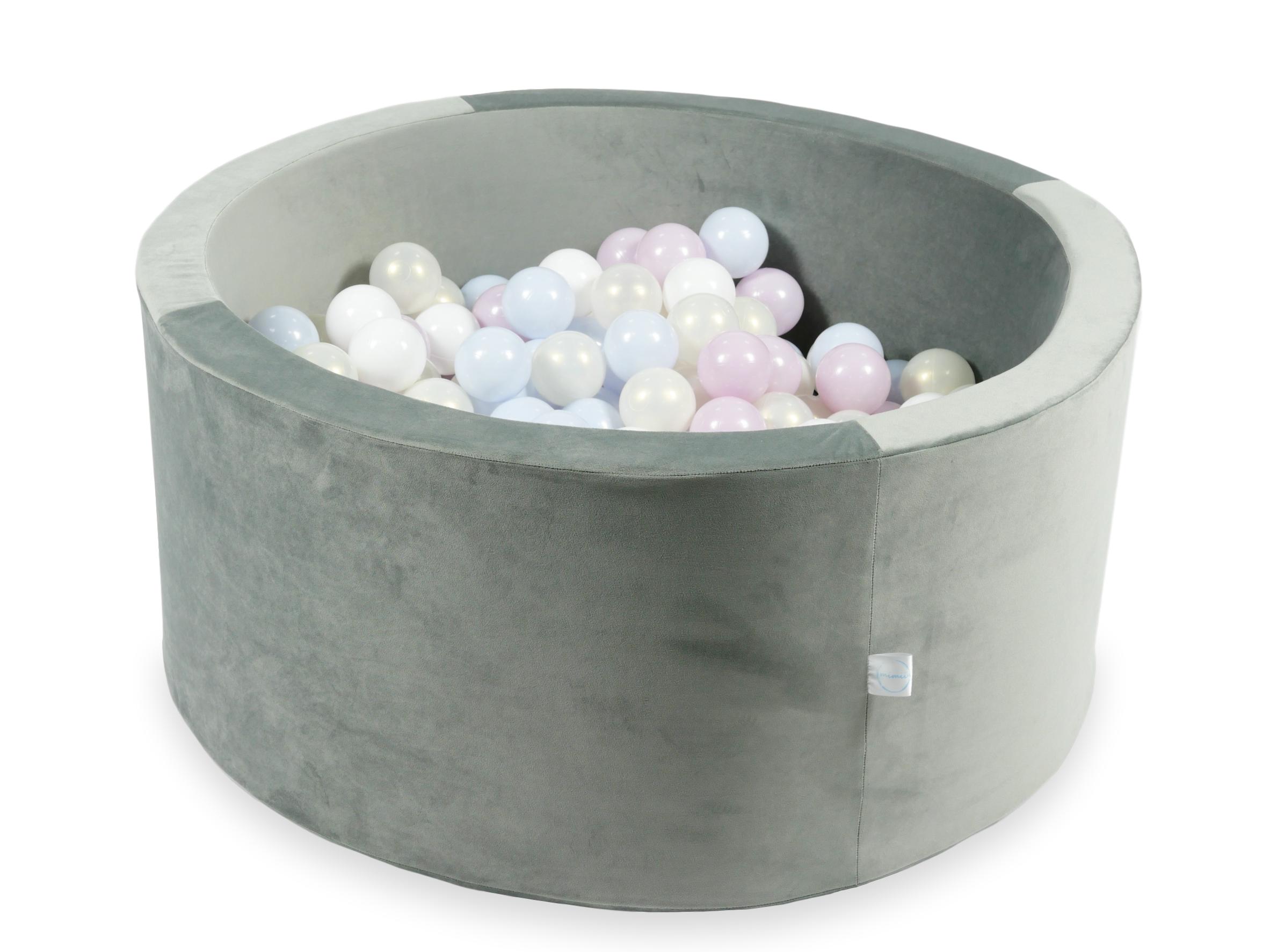 Ball pit with balls 90 × 40 cm velvet grey with 300 balls