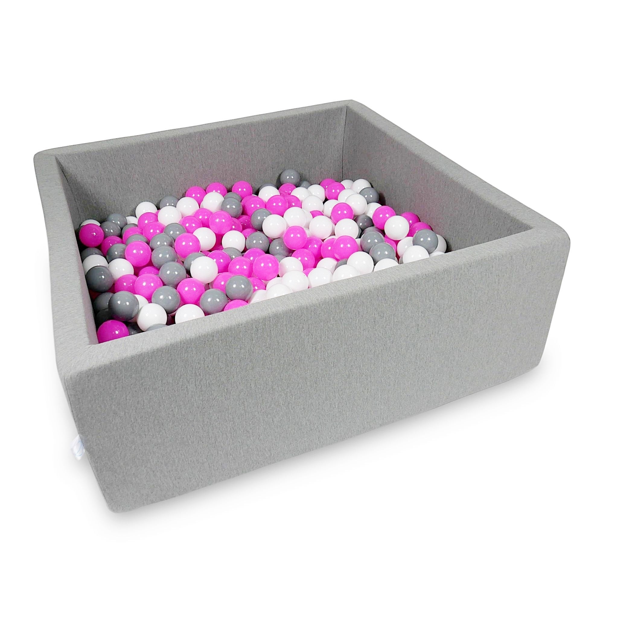 Square ball pit with balls 110 × 110 × 40 cm grey + 600 balls