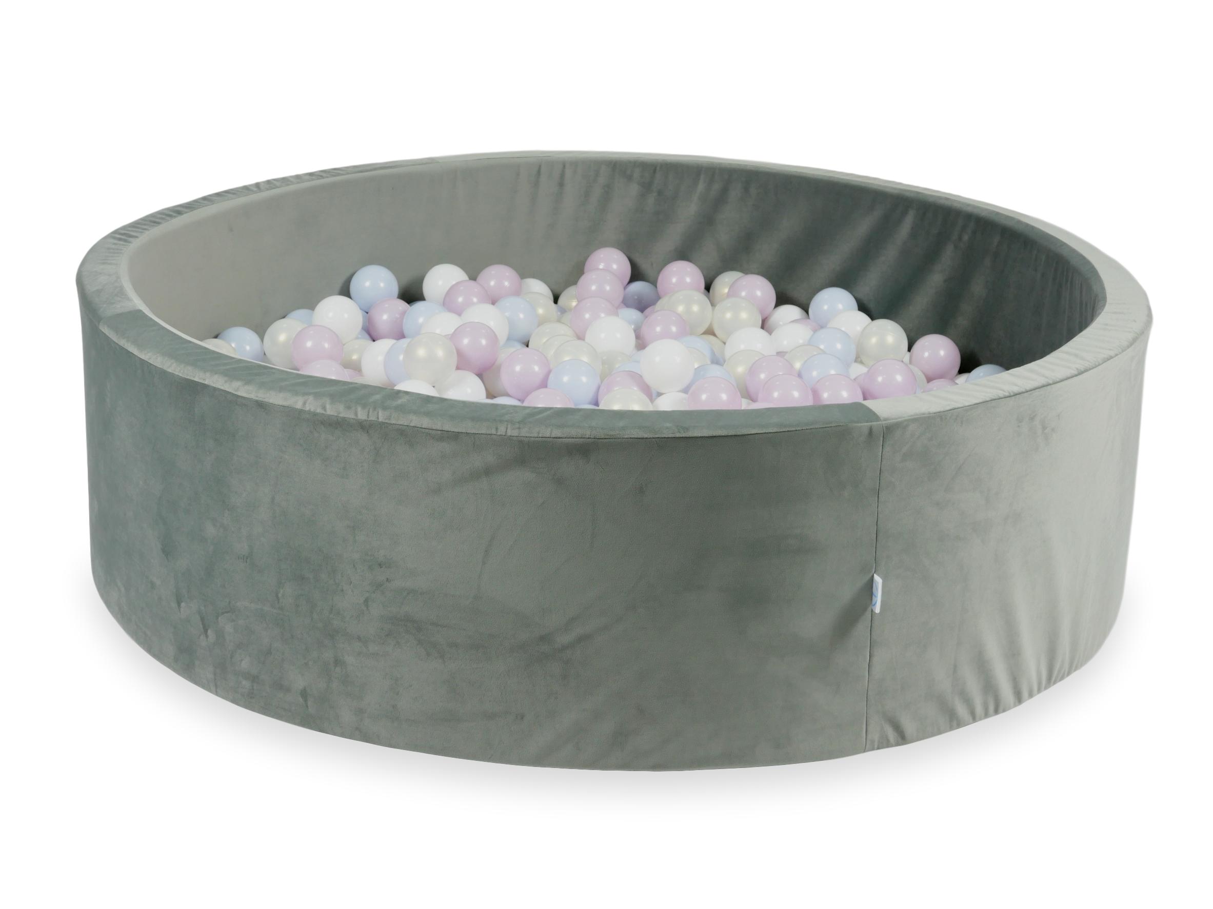 Ball pit with balls 130 × 40 cm velvet grey with 700 balls