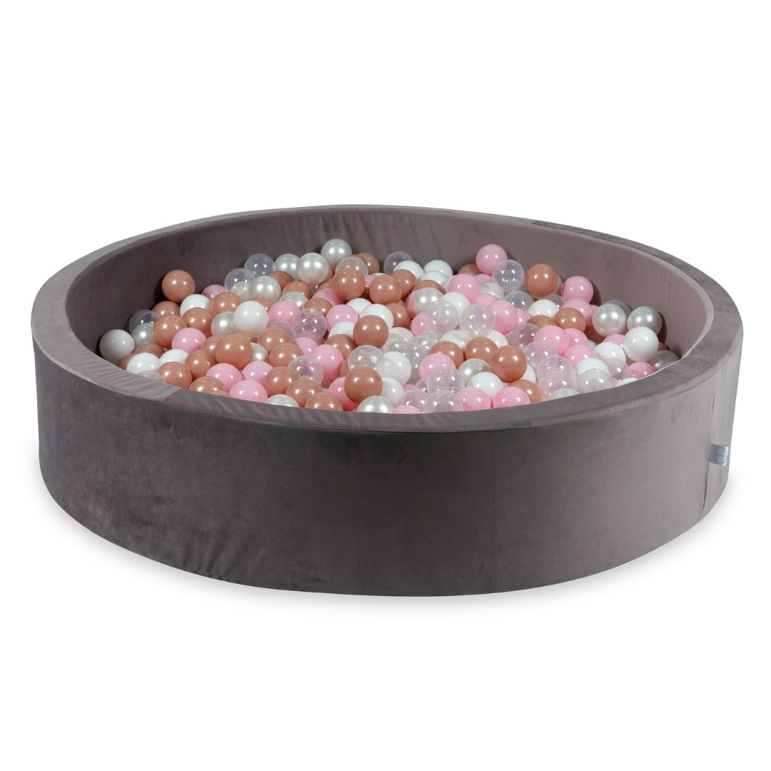 Ball pit with balls 130 × 30 cm velvet lilac with 600 balls