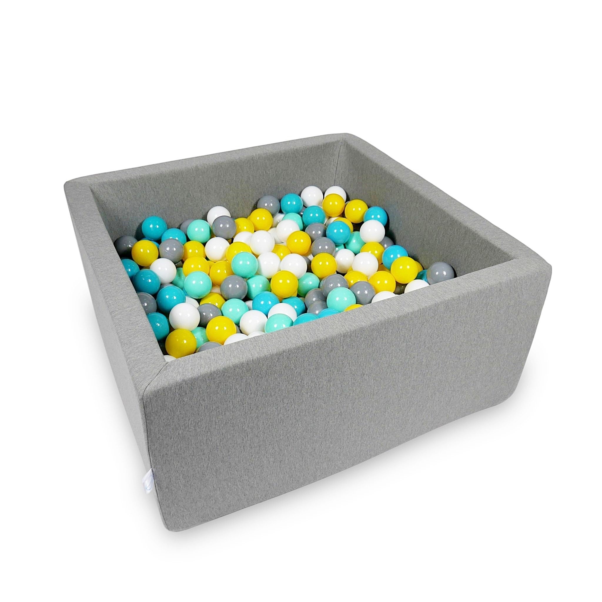 Mimii Bällebad in Grau – quadratisch, 90 × 90 × 40 cm, mit 400 Bällen