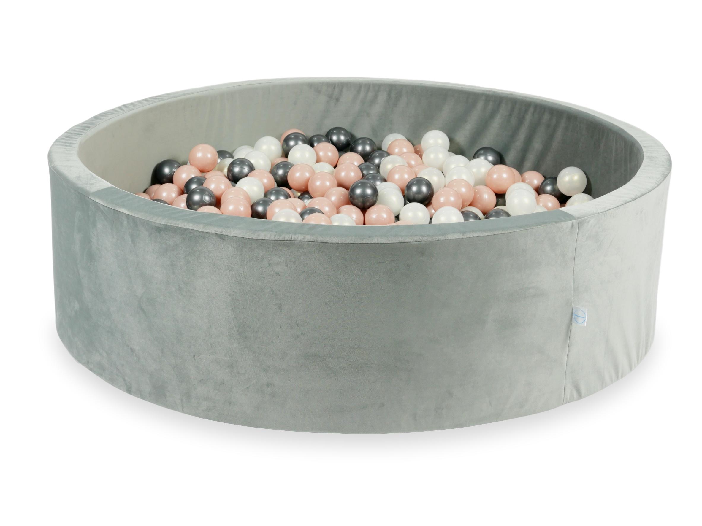 Ball pit with balls 130 × 40 cm velvet grey with 700 balls