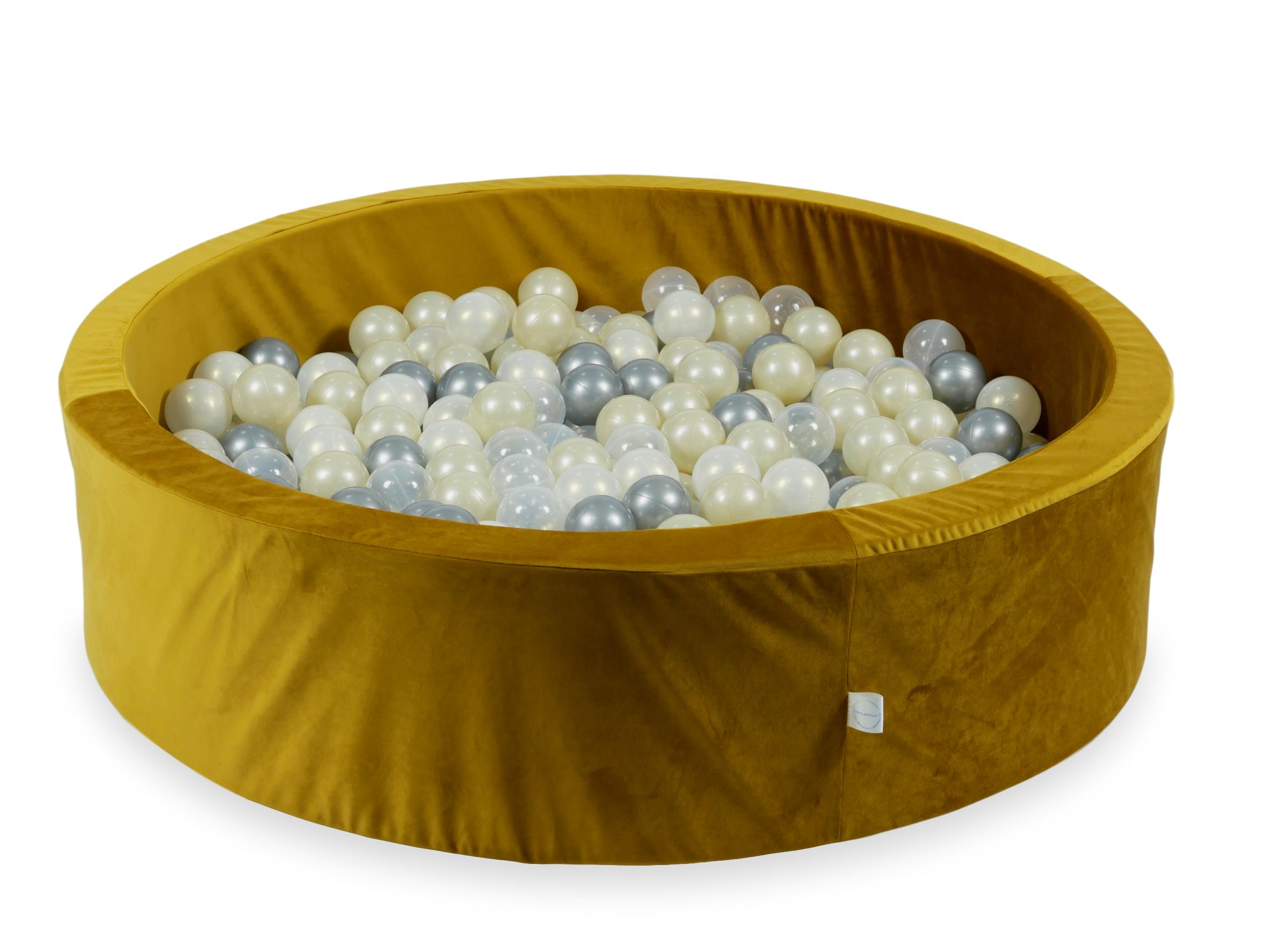 Ball pit with balls 110 × 30 cm velvet gold with 400 balls