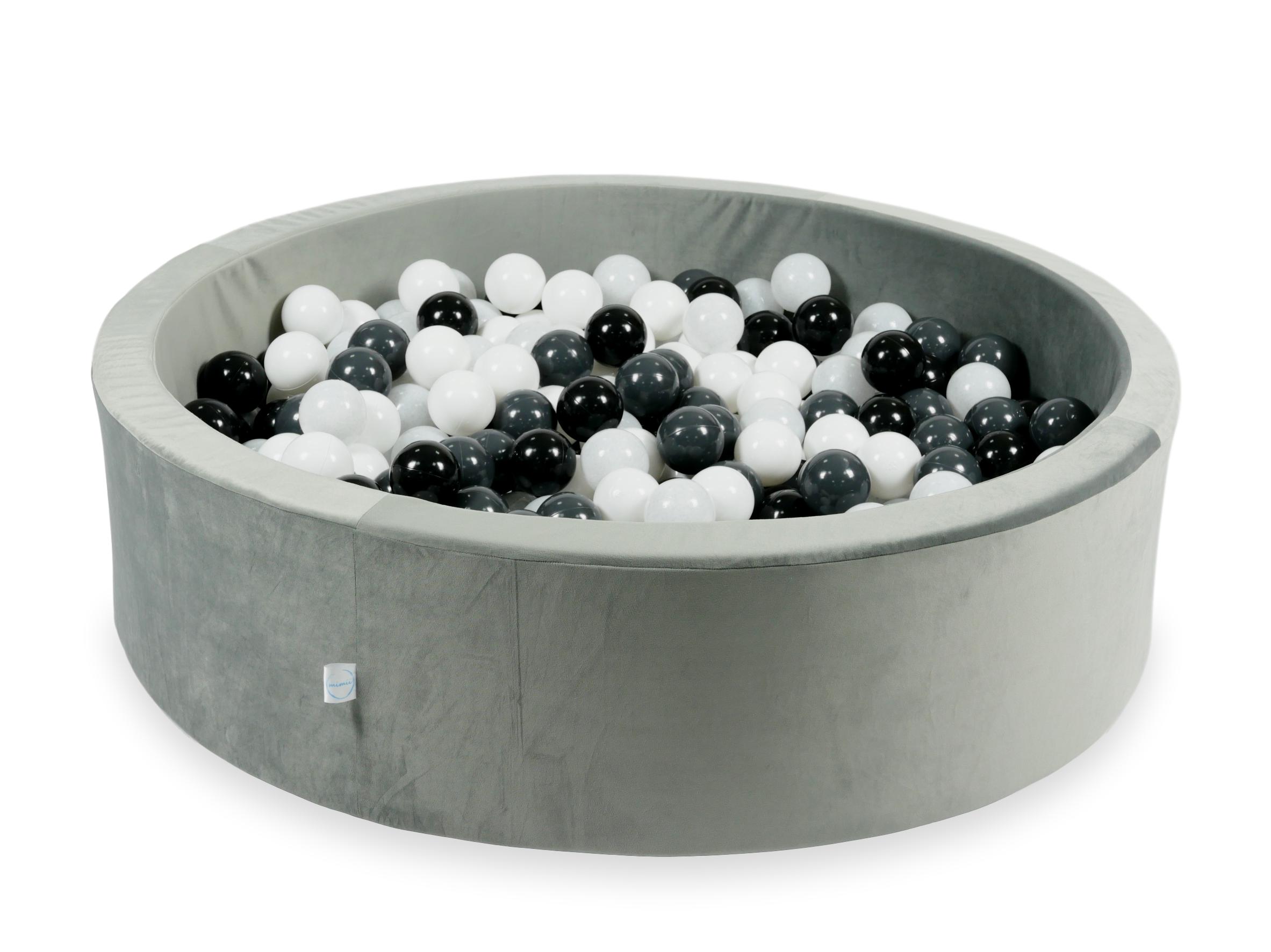Ball pit with balls 110 × 30 cm velvet grey with 400 balls