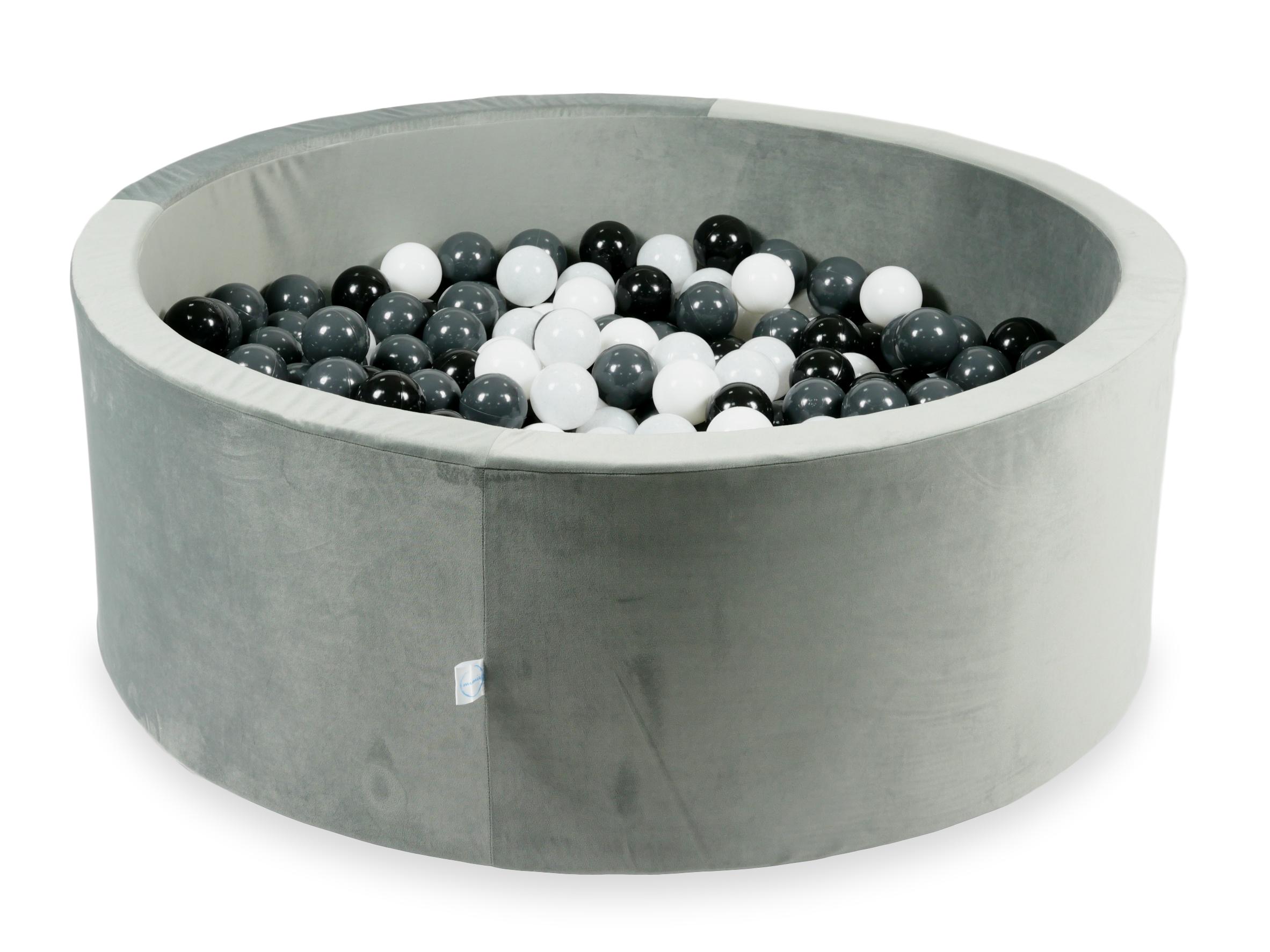 Ball pit with balls 110 × 40 cm velvet grey with 500 balls