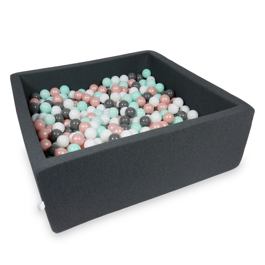 Square ball pit with balls 110 × 110 × 40 cm graphite + 600 balls