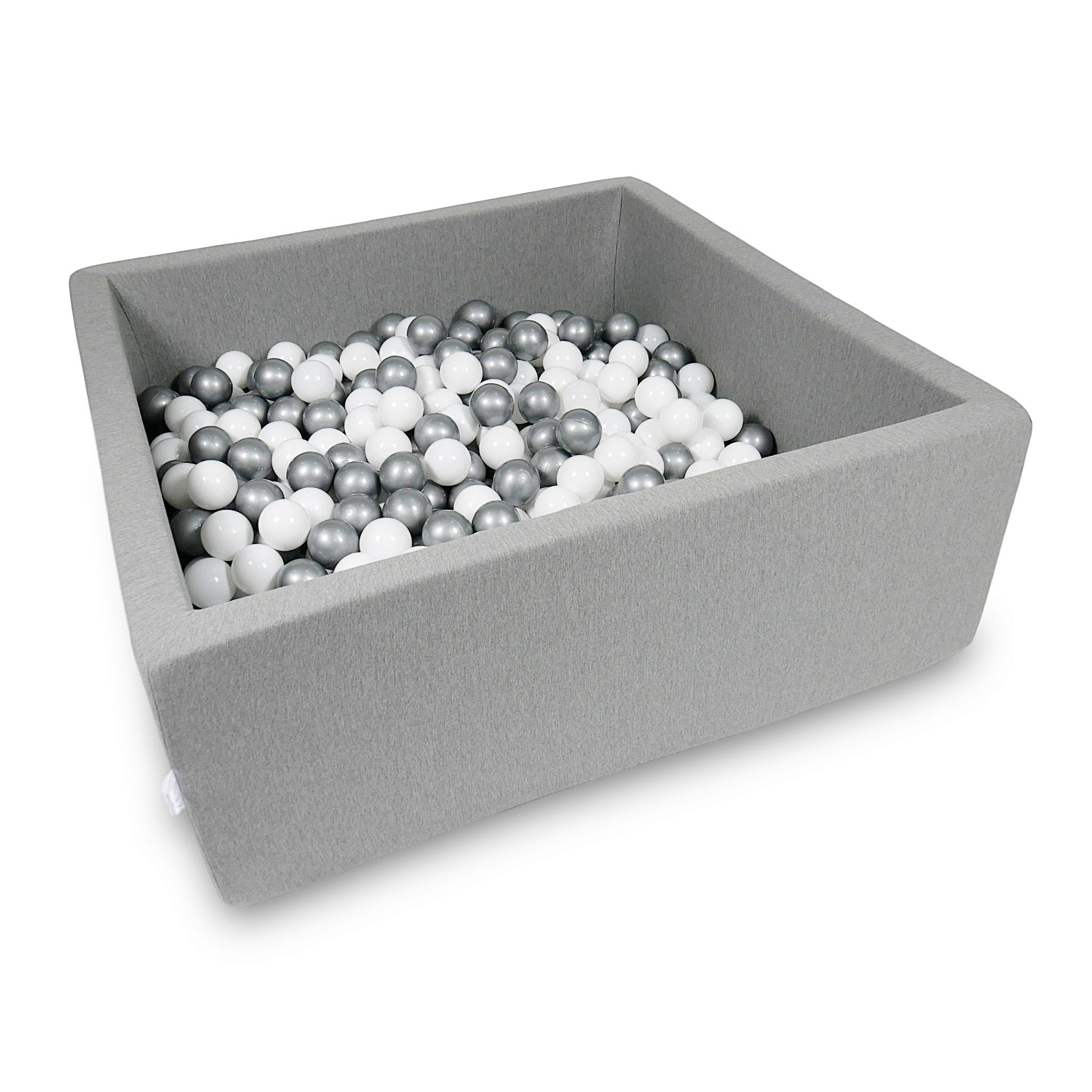 Square ball pit with balls 110 × 110 × 40 cm grey + 600 balls