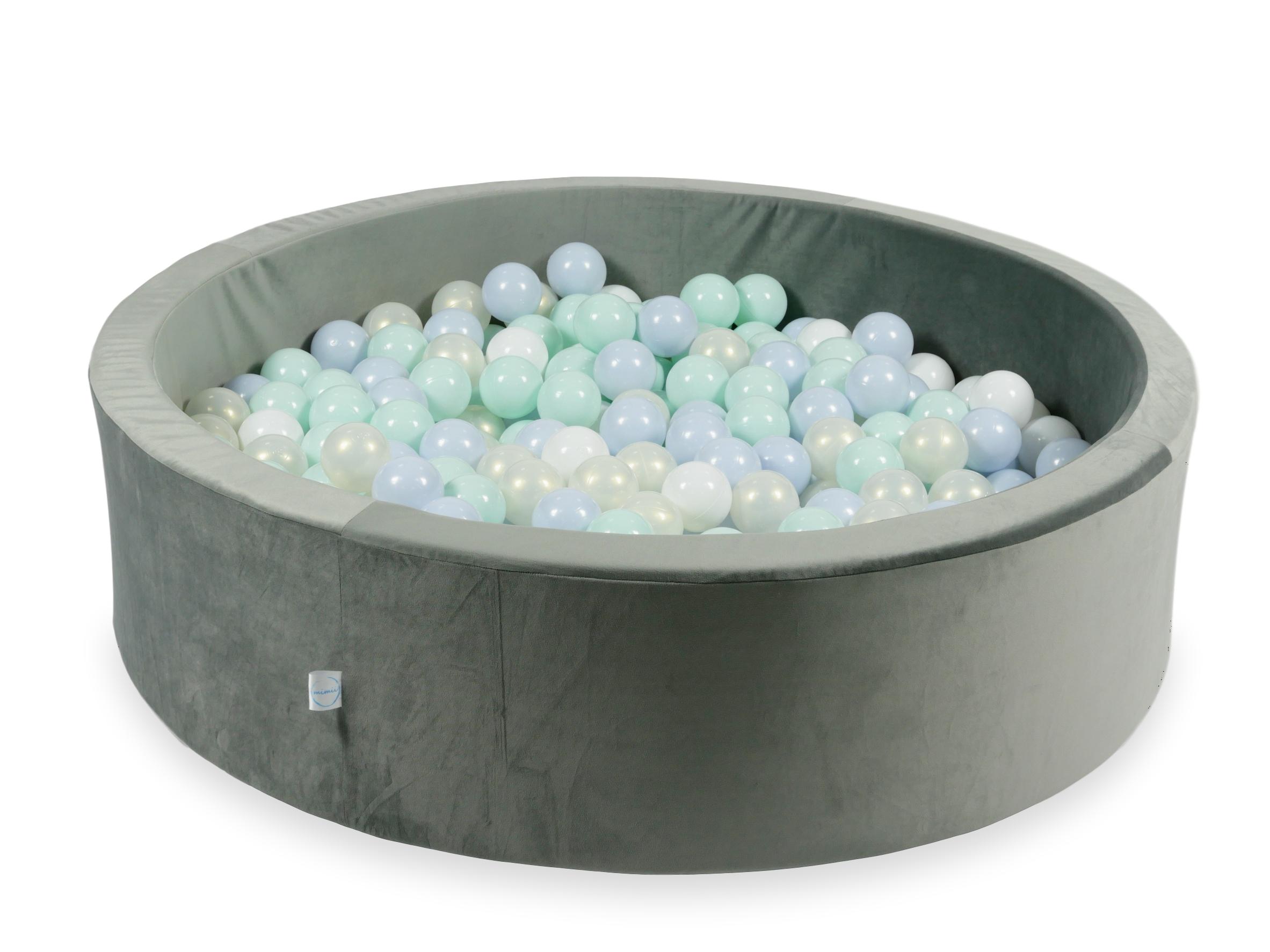 Ball pit with balls 110 × 30 cm velvet grey with 400 balls