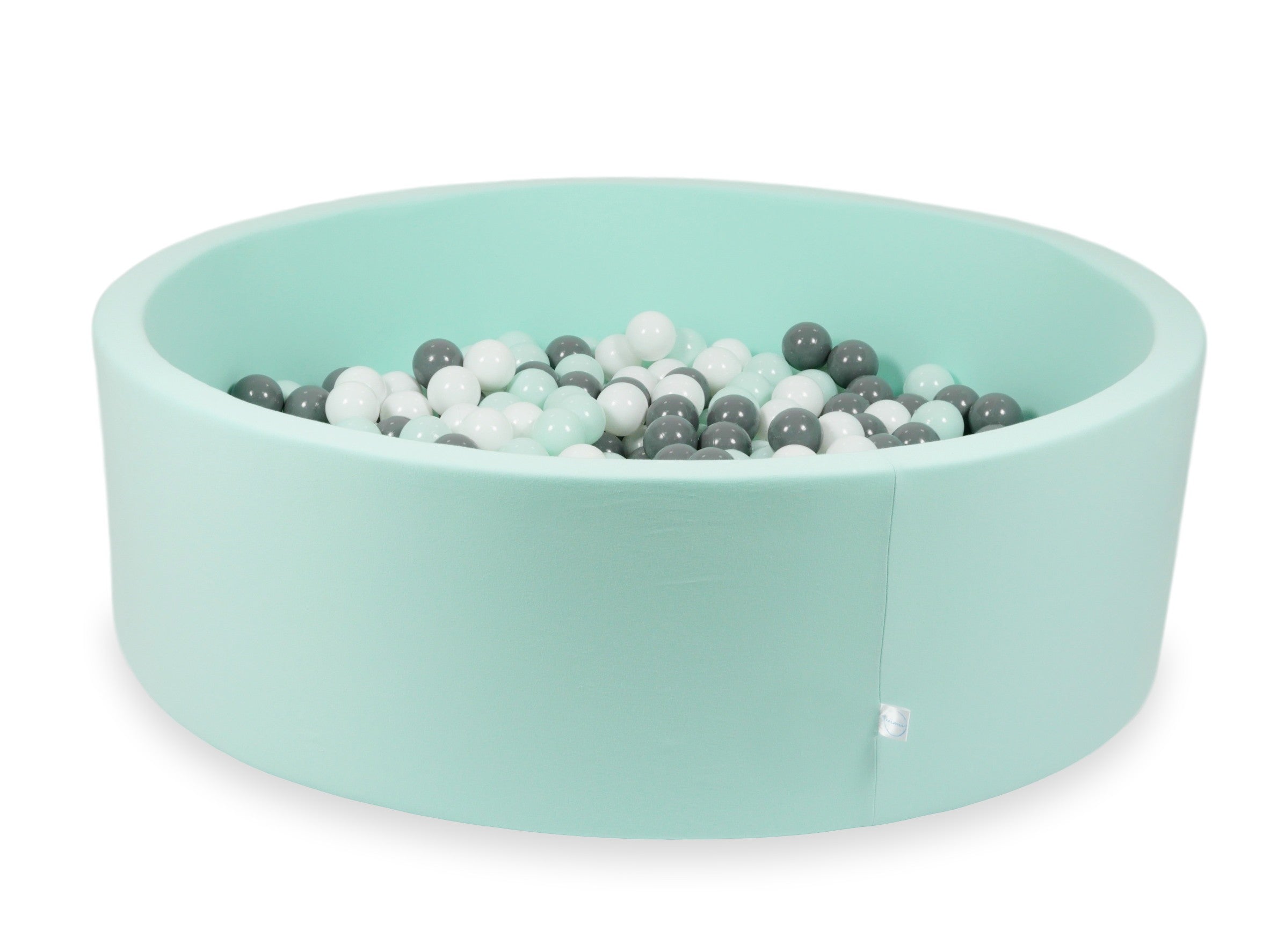 Mimii Bällebad in Mint – rund, 130 × 40 cm, mit 700 Bällen