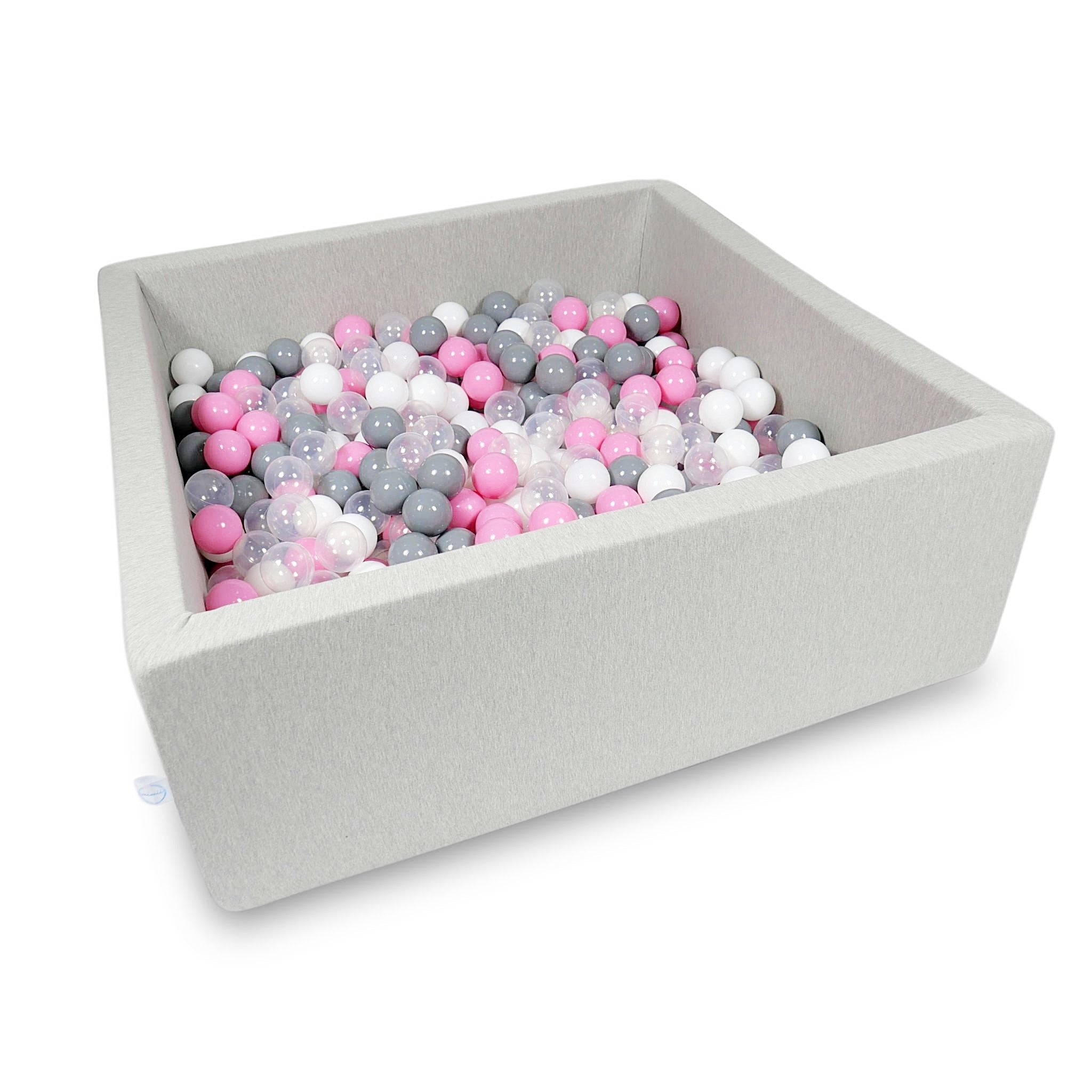 Square ball pit with balls 110 × 110 × 40 cm light grey + 600 balls
