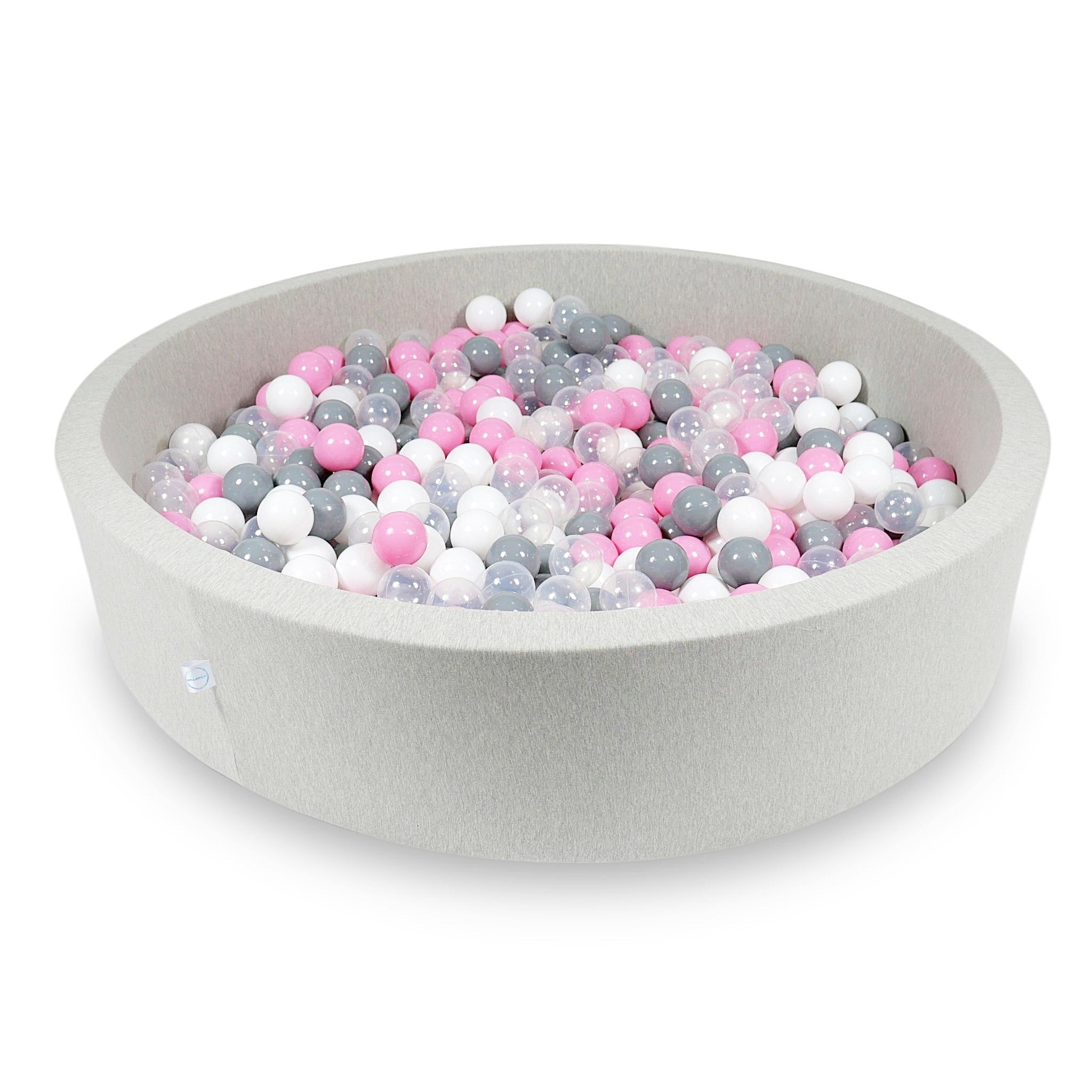 Ball pit with balls 130 × 30 cm light grey with 600 balls