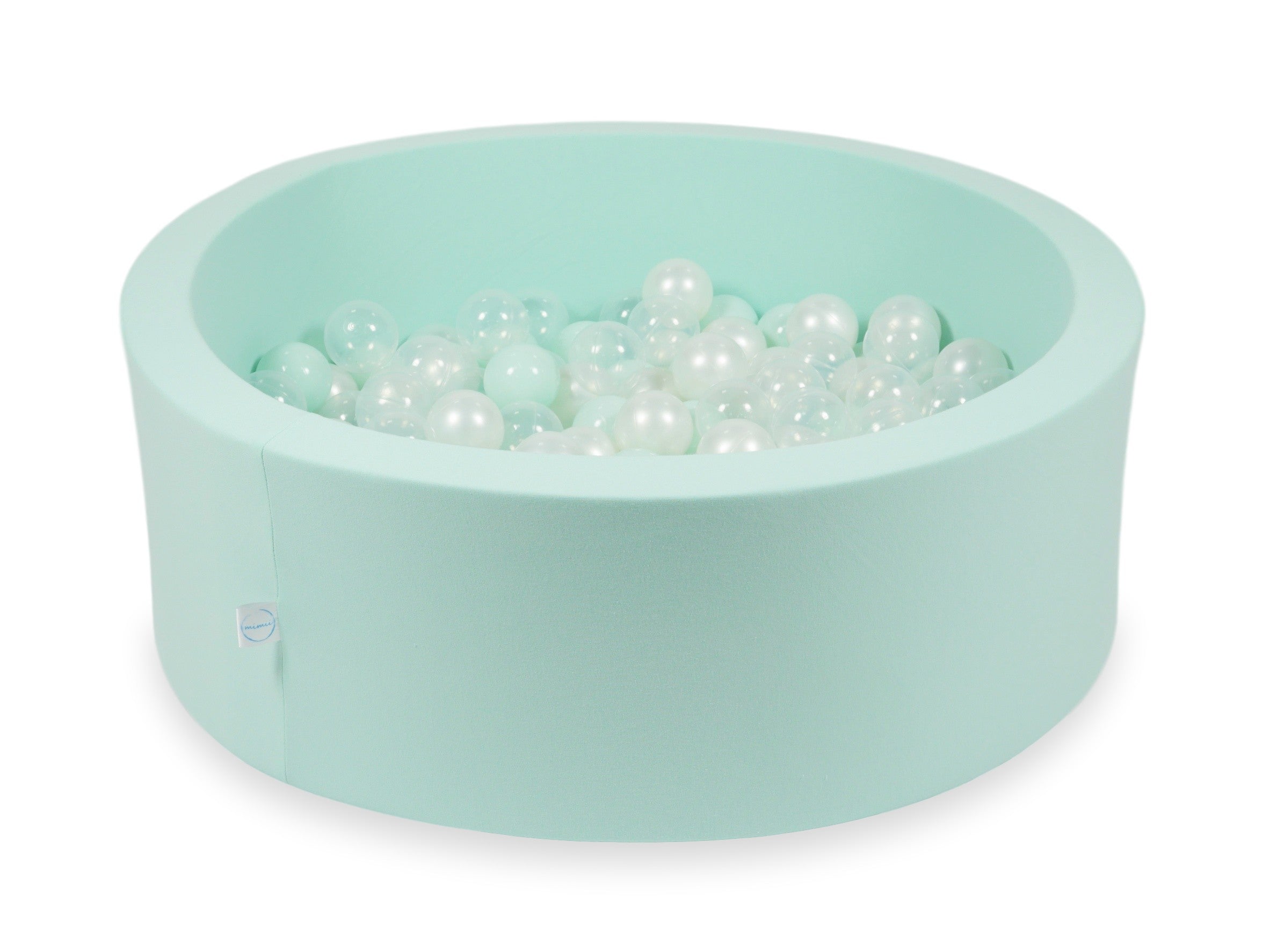 Mimii Bällebad in Mint – rund, 90 × 30 cm, mit 200 Bällen