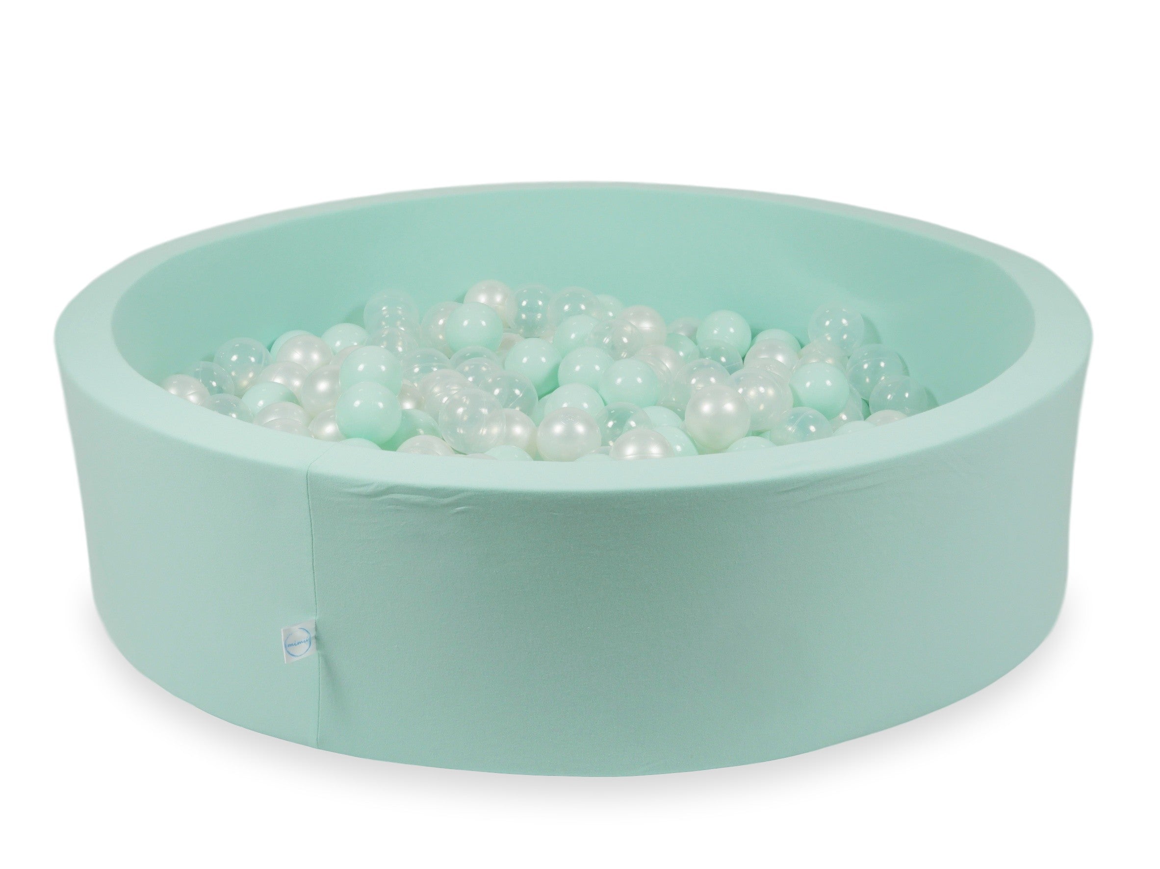 Mimii Bällebad in Mint – rund, 110 × 30 cm, mit 400 Bällen