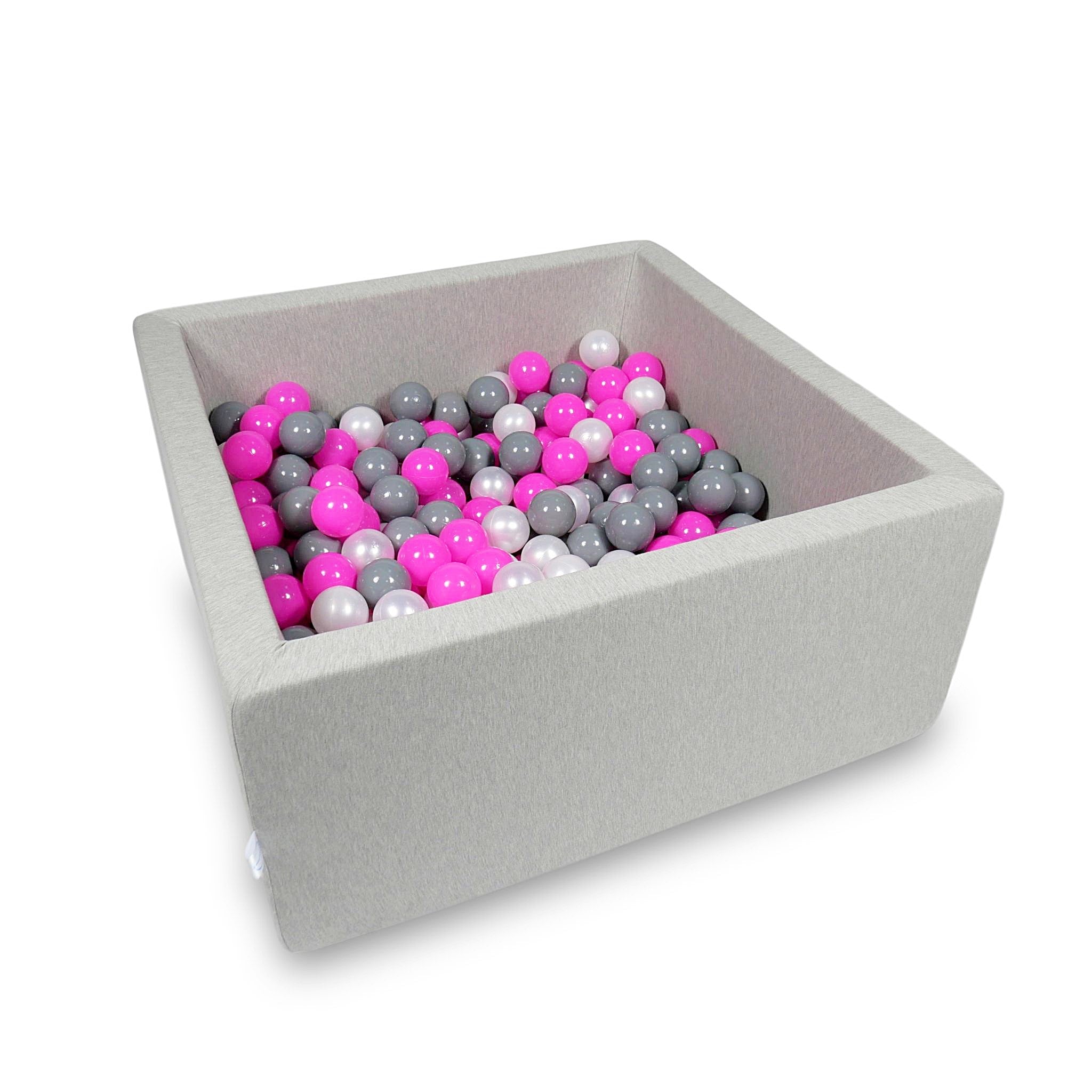 Square ball pit with balls 90 × 90 × 40 cm light grey + 400 balls