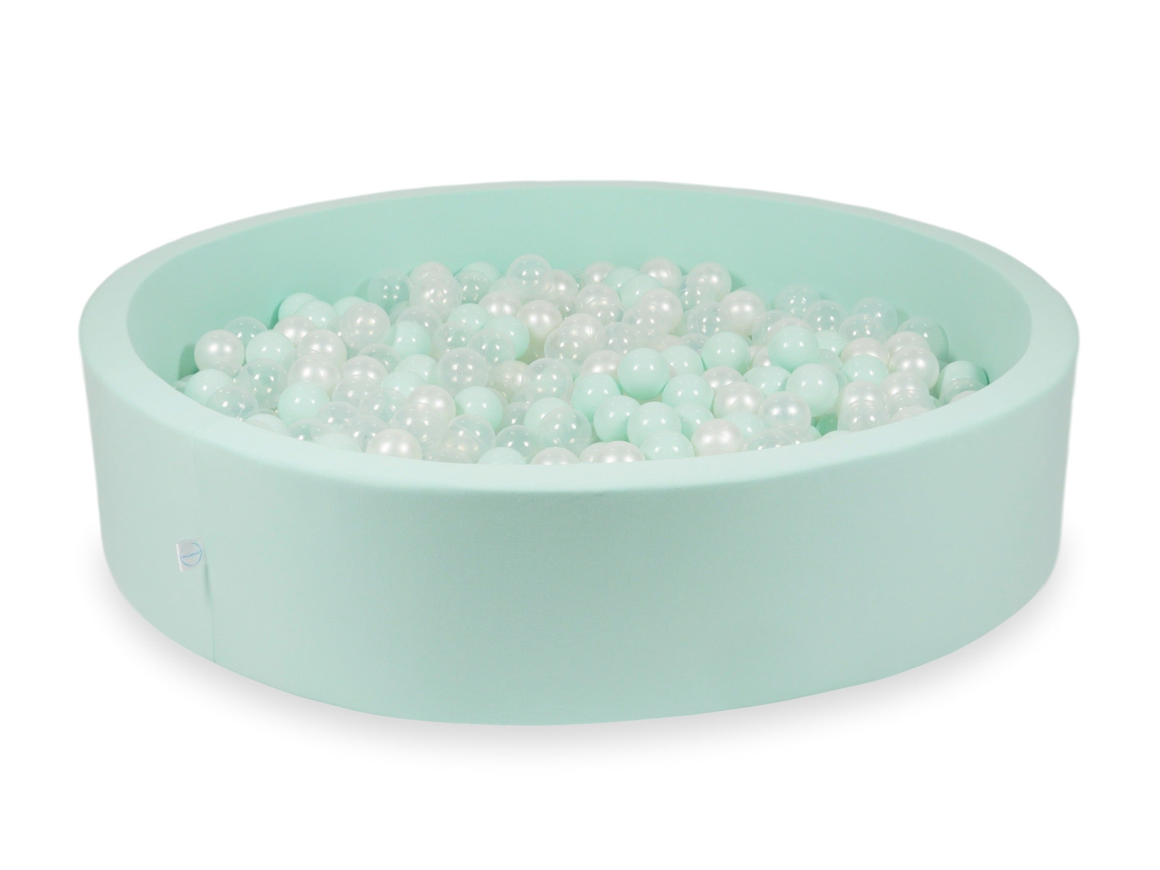 Mimii Bällebad in Mint – rund, 130 × 30 cm, mit 600 Bällen