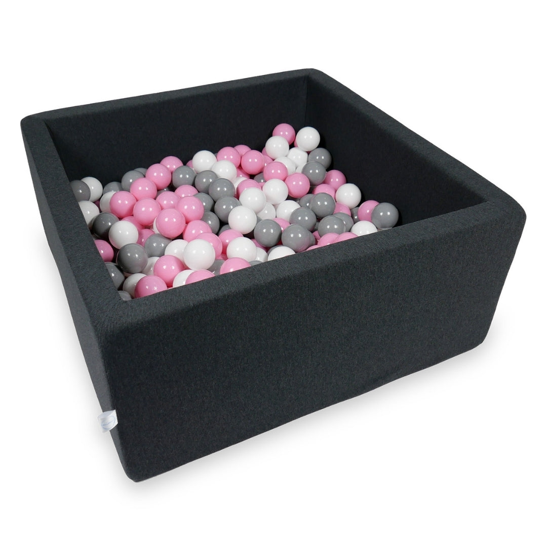 Square ball pit with balls 90 × 90 × 40 cm graphite + 400 balls