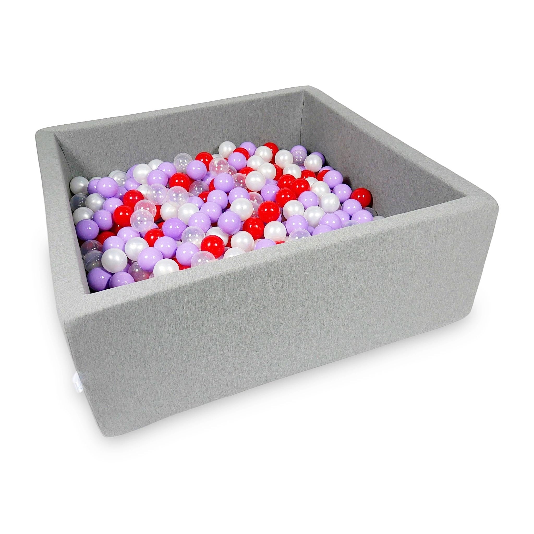 Square ball pit with balls 110 × 110 × 40 cm grey + 600 balls