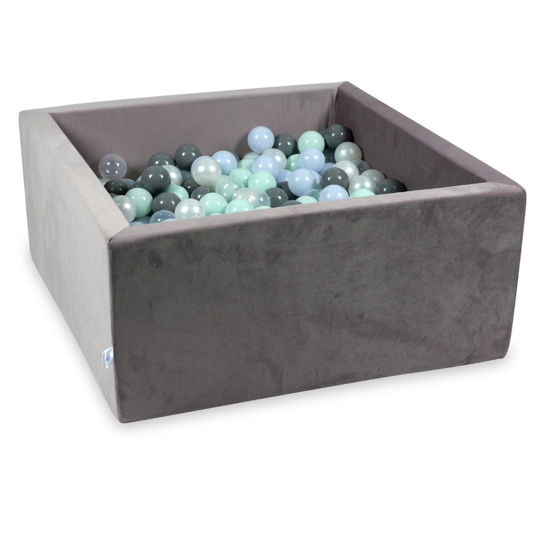 Square ball pit with balls 90 × 90 × 40 cm velvet lilac + 400 balls