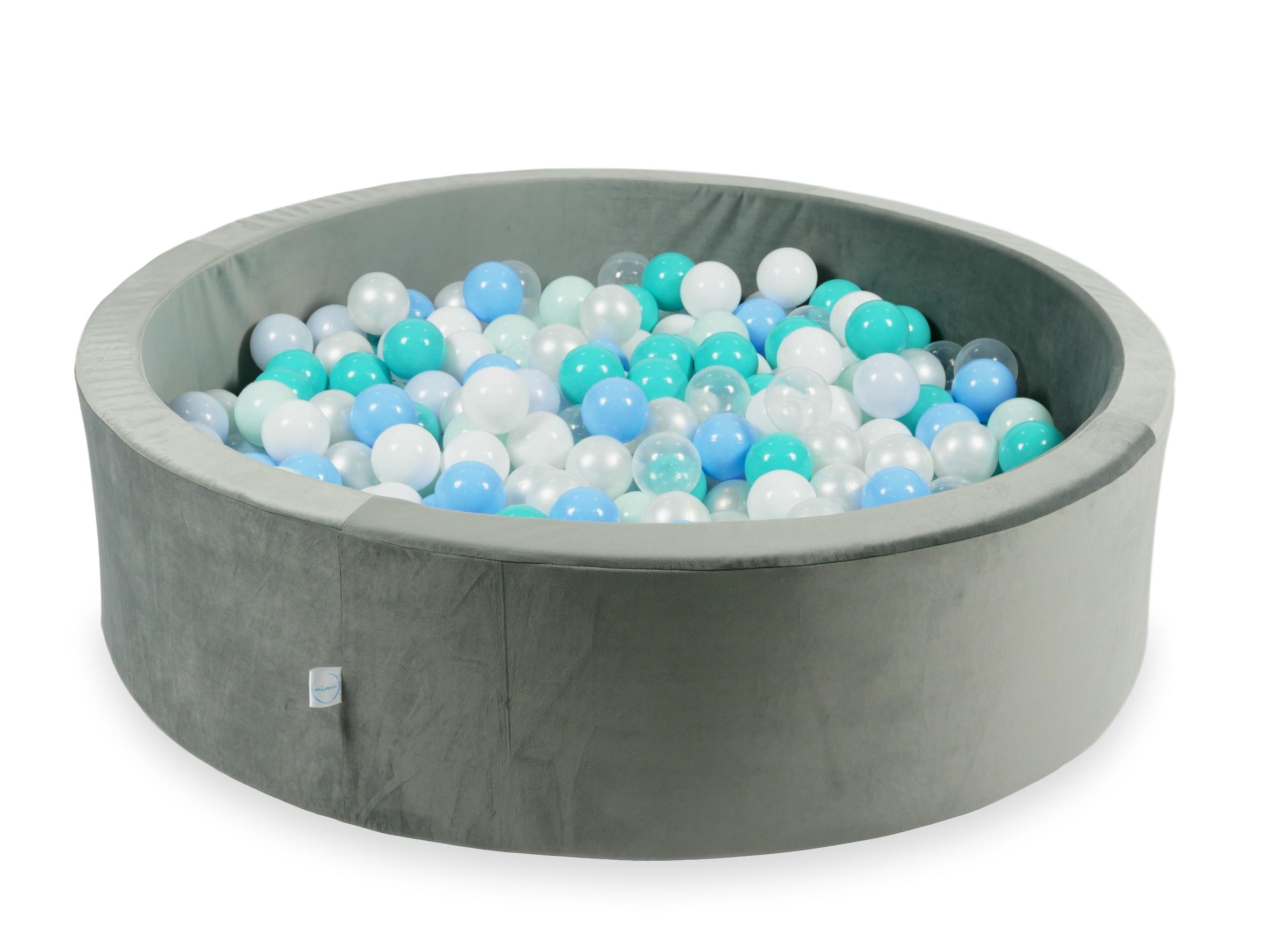 Ball pit with balls 110 × 30 cm velvet grey with 400 balls
