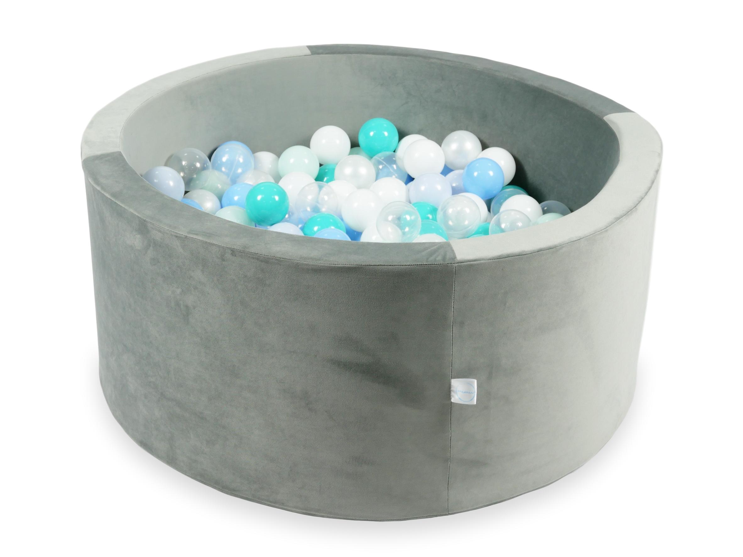Ball pit with balls 90 × 40 cm velvet grey with 300 balls