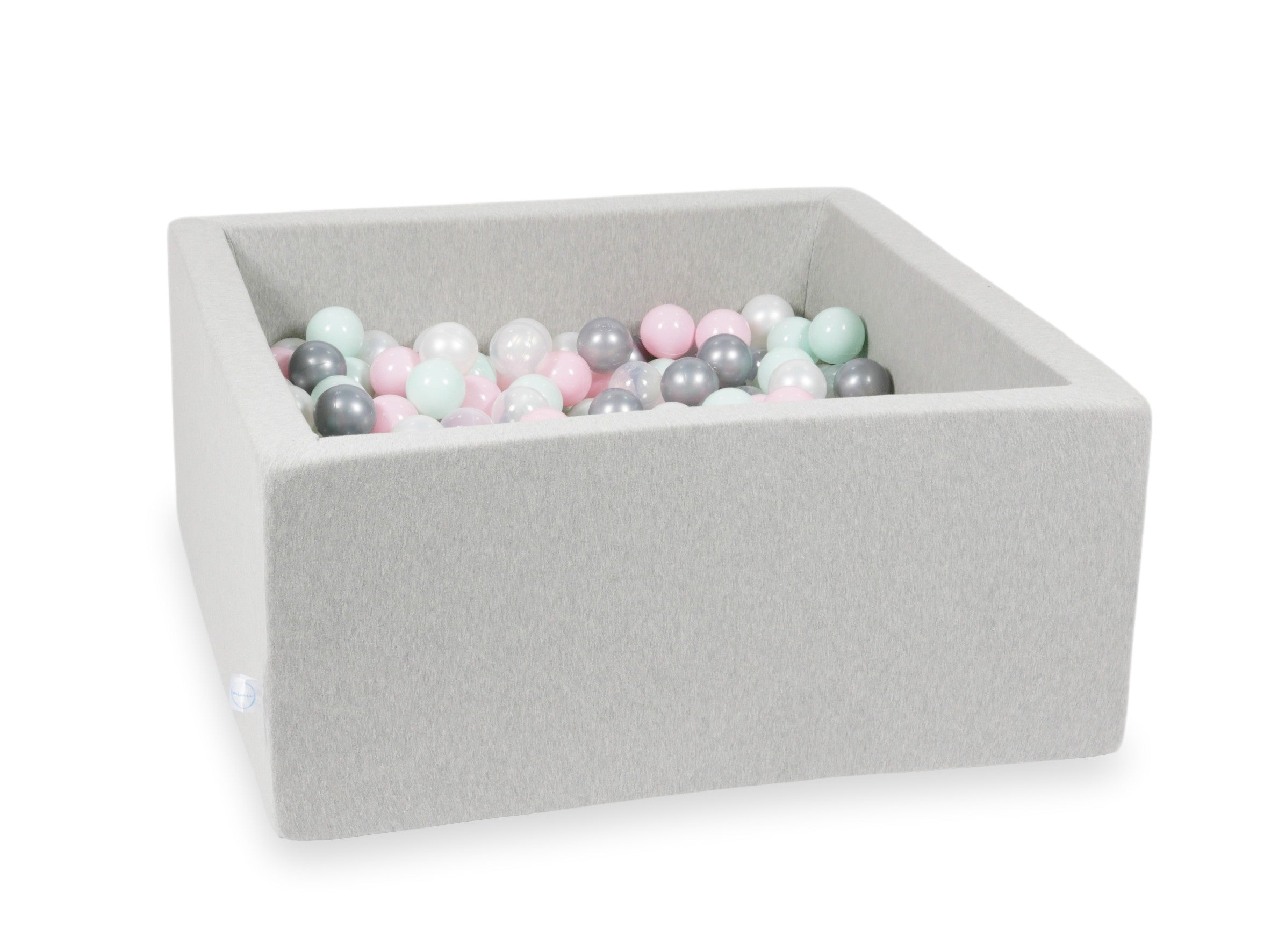 Square ball pit with balls 90 × 90 × 40 cm light grey + 400 balls
