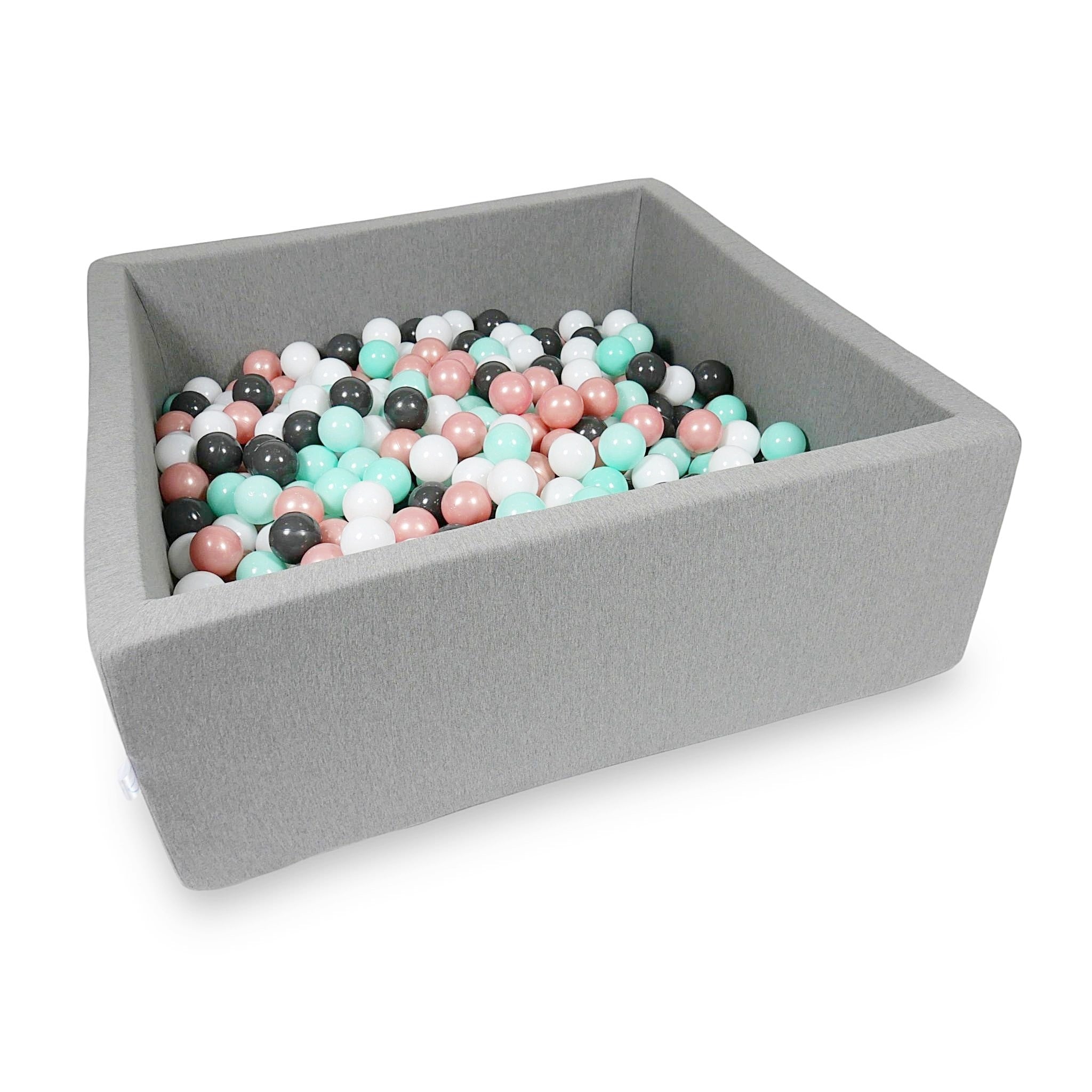Square ball pit with balls 110 × 110 × 40 cm grey + 600 balls