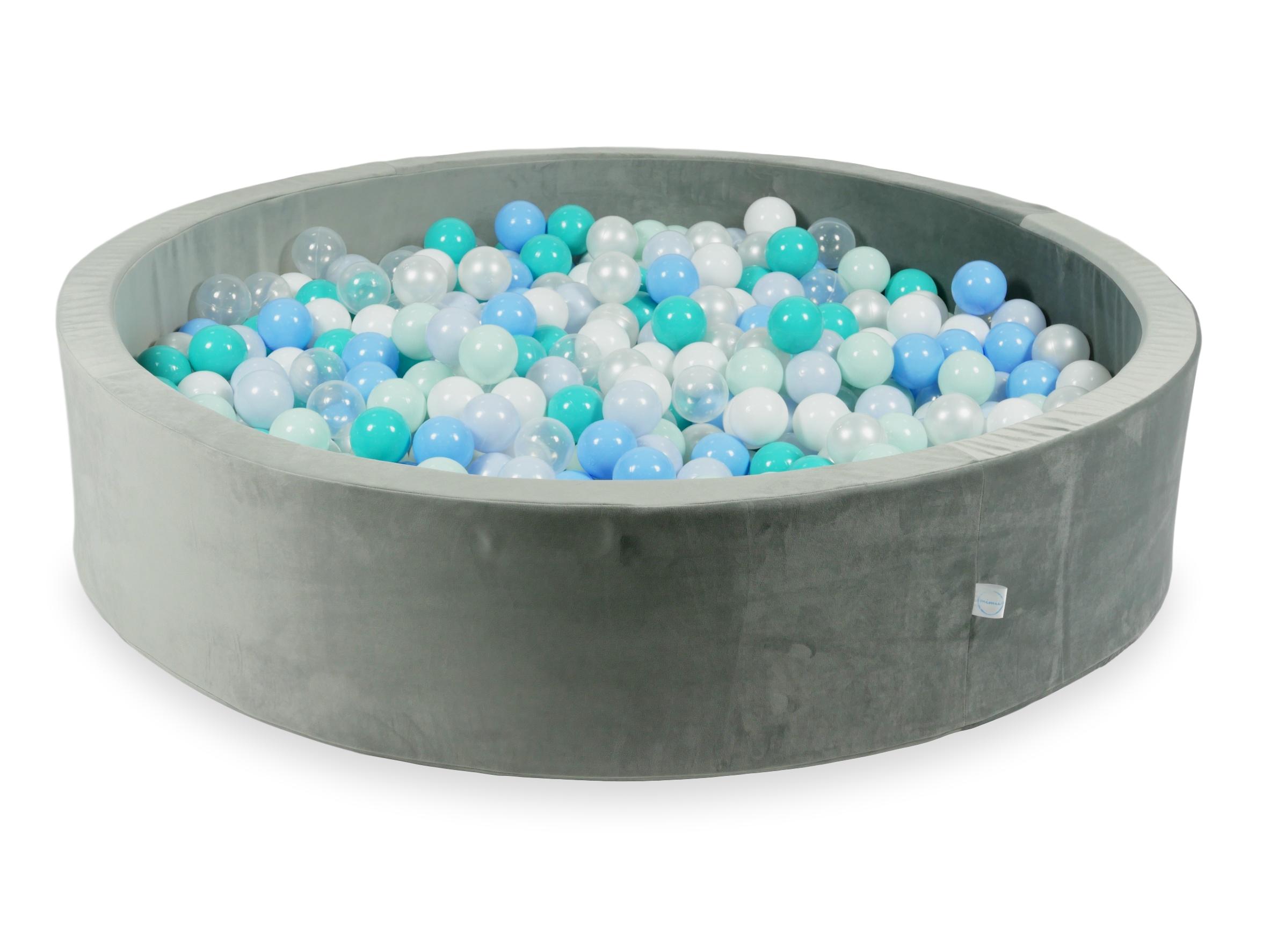 Ball pit with balls 130 × 30 cm velvet grey with 600 balls