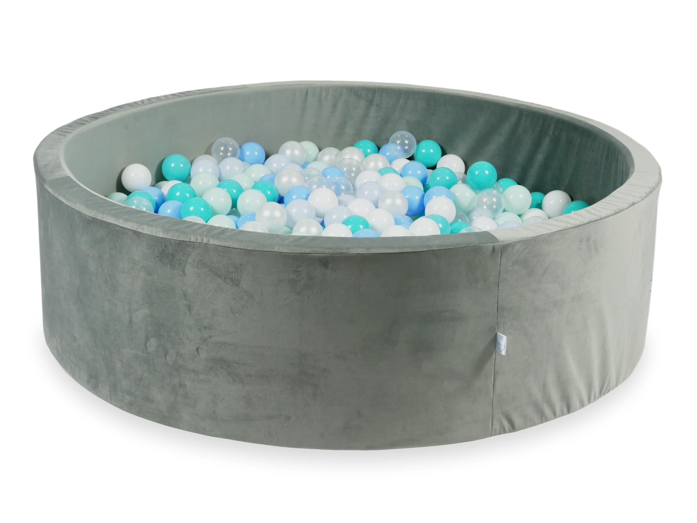 Ball pit with balls 130 × 40 cm velvet grey with 700 balls