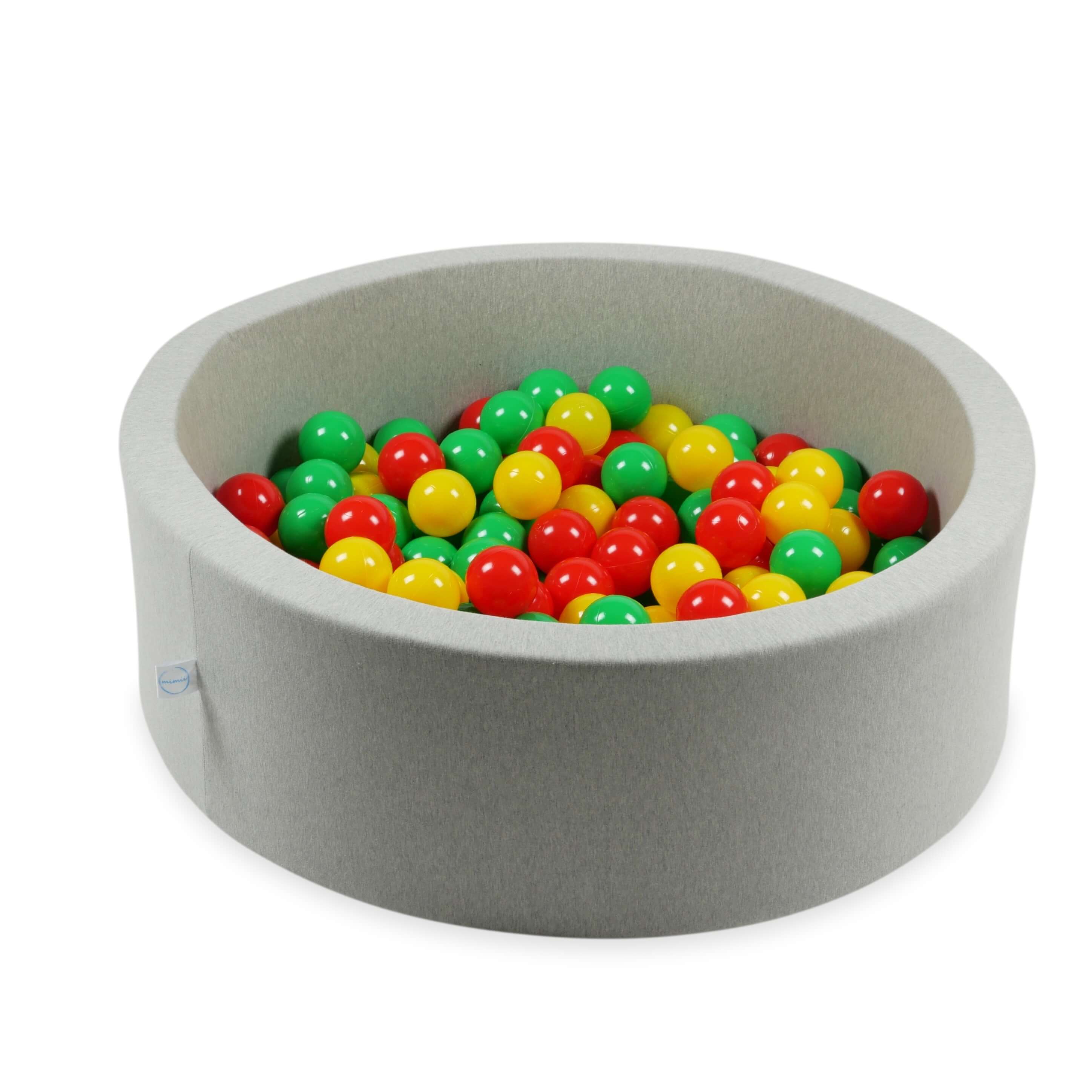 Piłeczki do suchego basenu Ø 7 cm – 50 szt. – żółte, czerwone, zielone