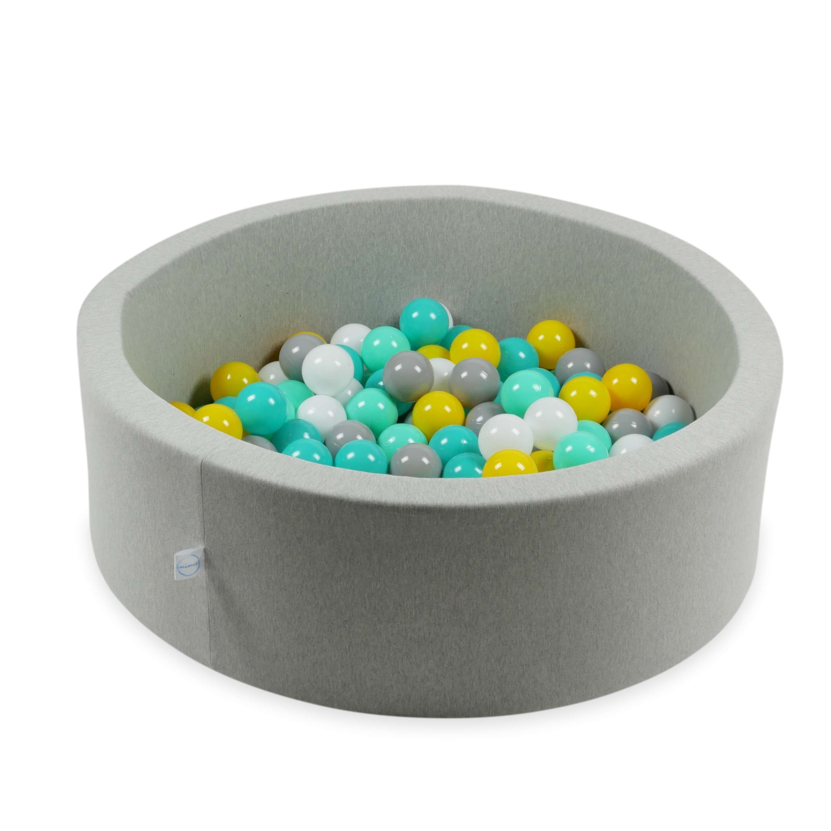 Piłeczki do suchego basenu Ø 7 cm – 100 szt. – żółte, miętowe, turquoise, białe, szare
